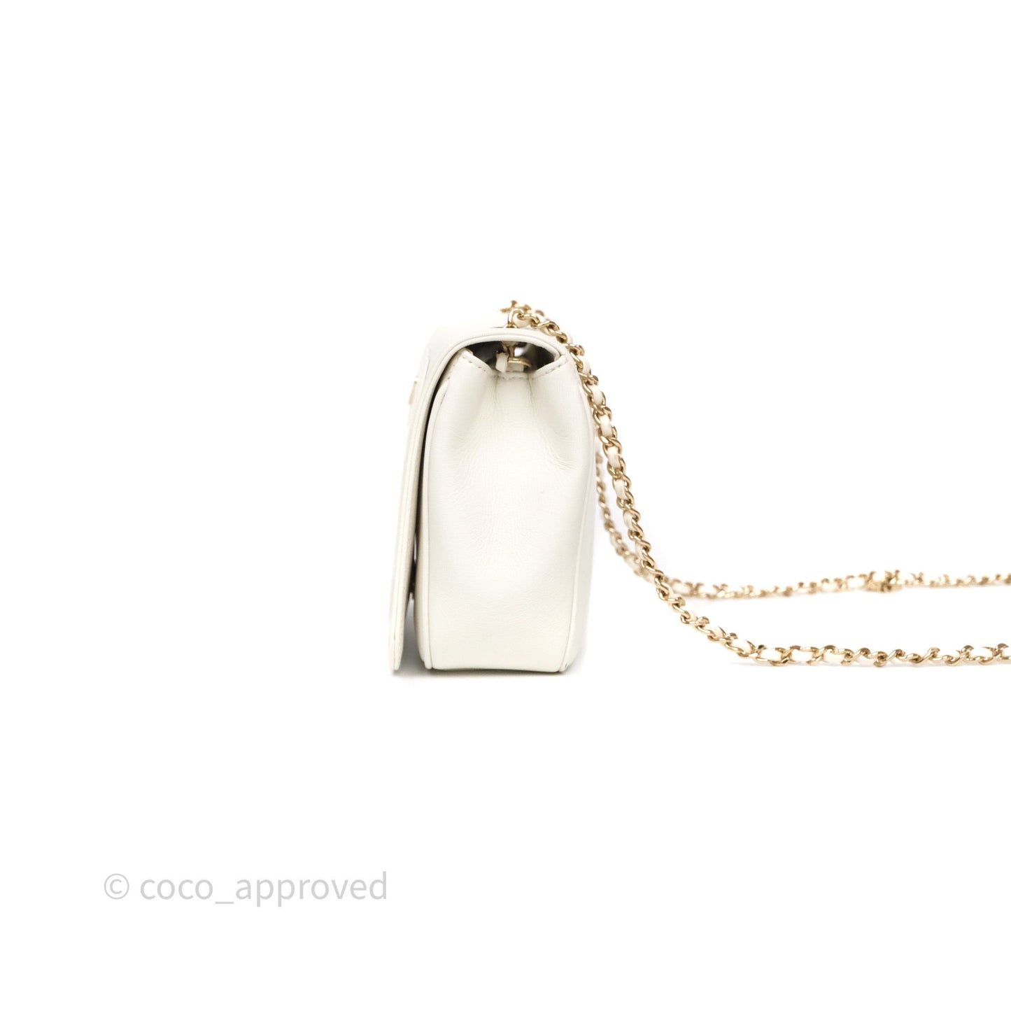 Chanel CC Mania Flap Bag White Lambskin Gold Hardware