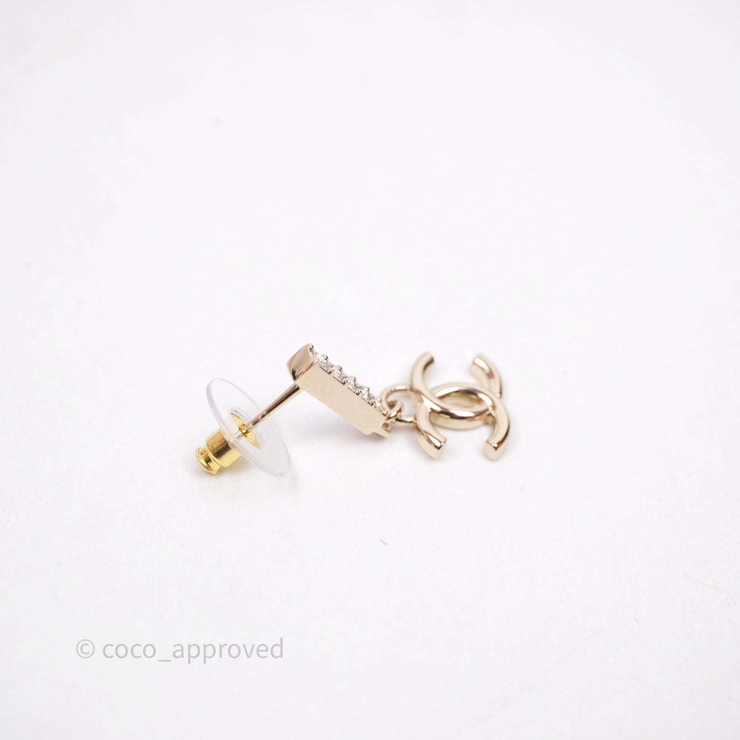 Chanel CC Crystals Drop Earrings Gold Tone 24V