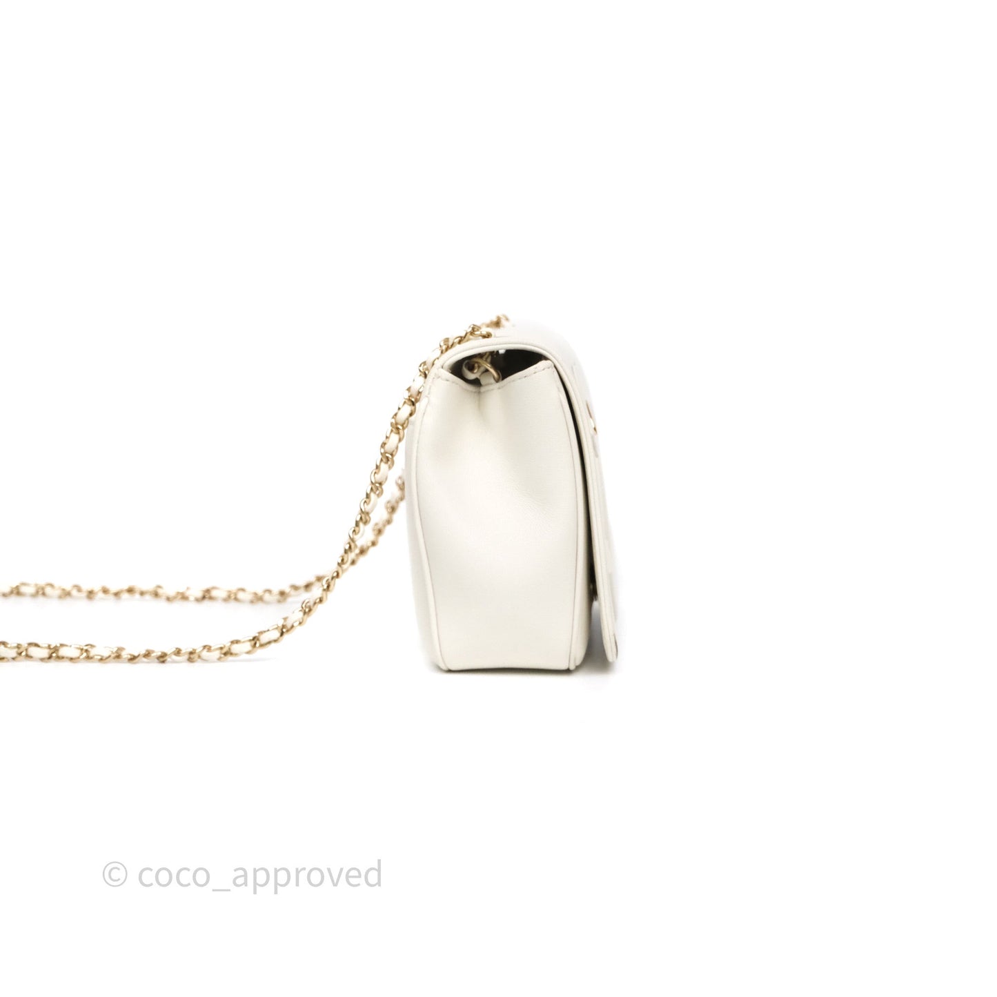 Chanel CC Mania Flap Bag White Lambskin Gold Hardware