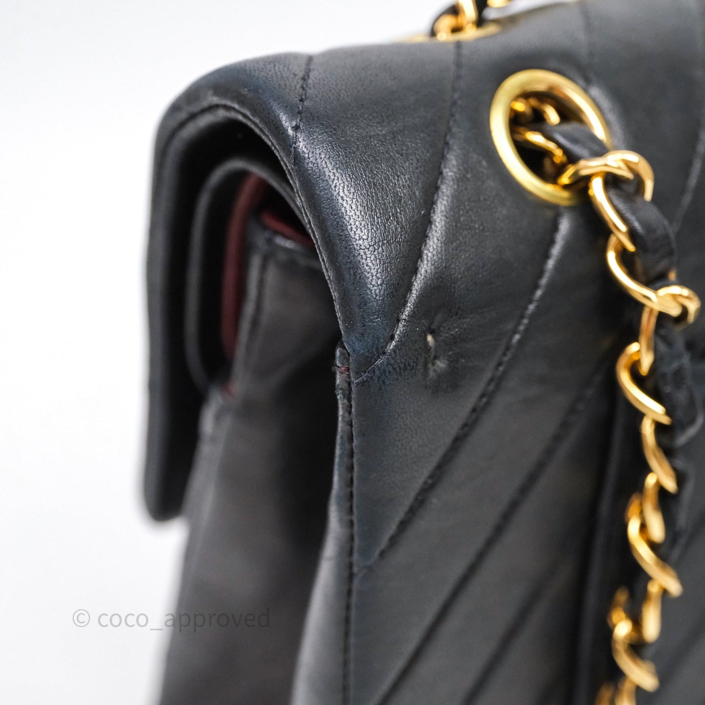 Chanel Vintage Medium Classic Flap Chevron Black Lambskin 24K Gold Hardware