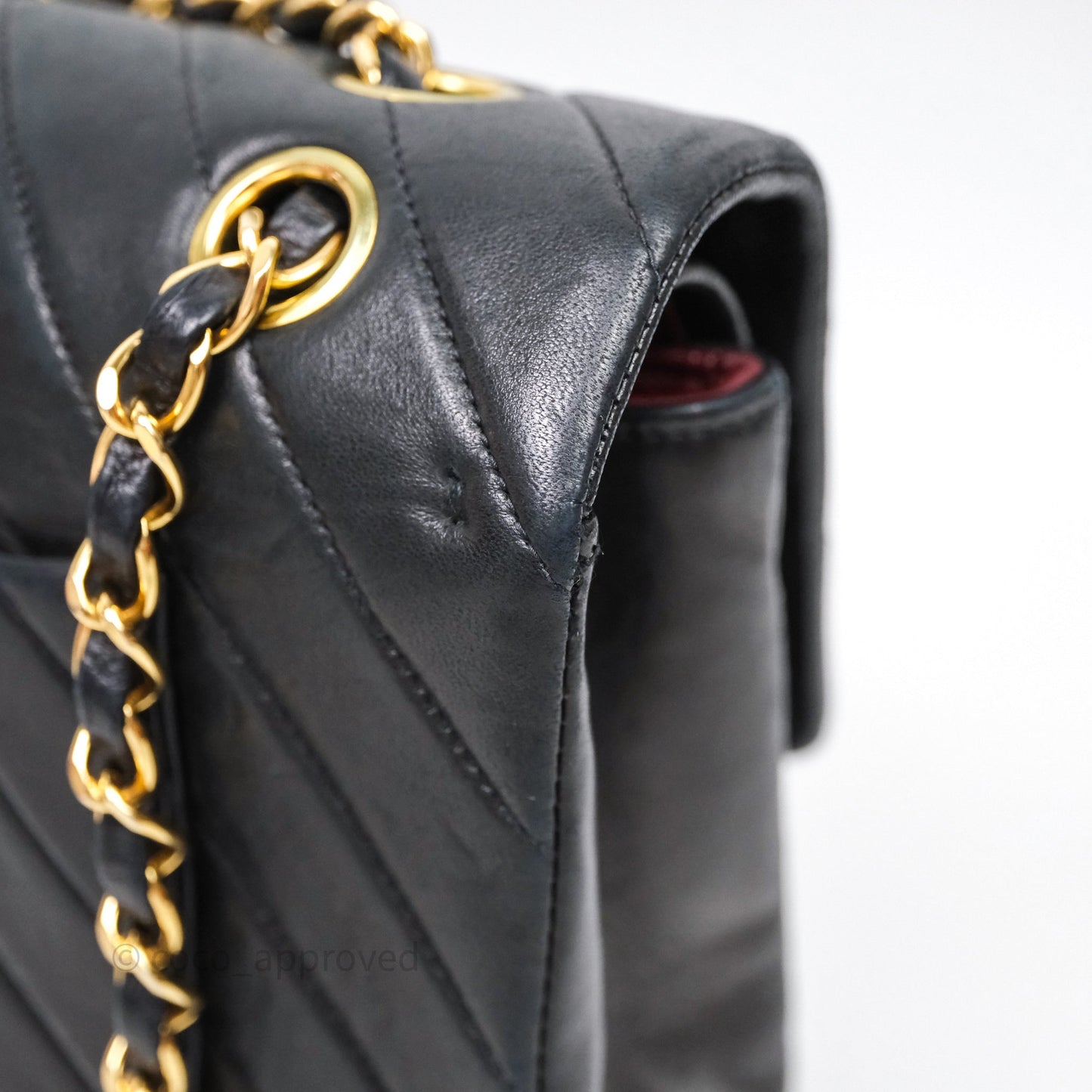 Chanel Vintage Medium Classic Flap Chevron Black Lambskin 24K Gold Hardware