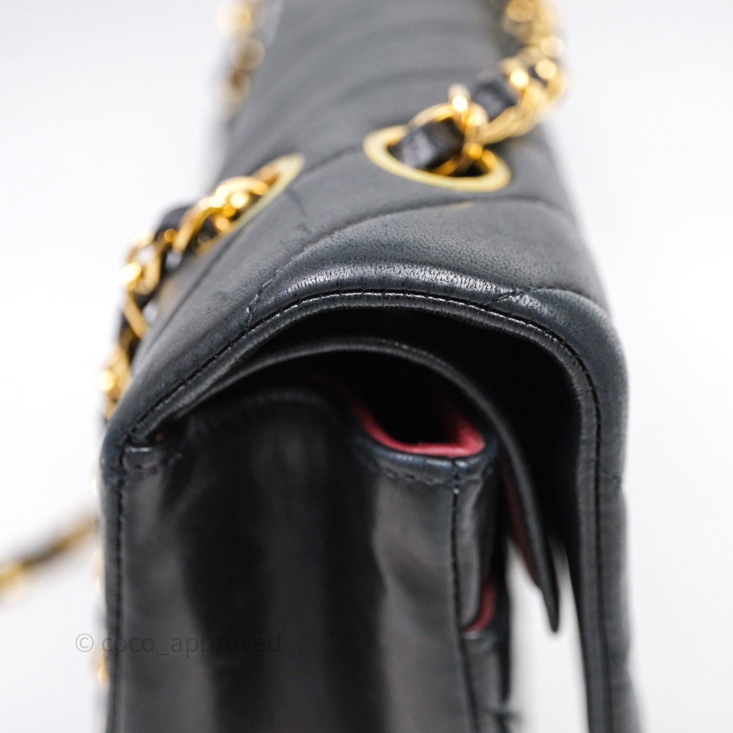 Chanel Vintage Medium Classic Flap Chevron Black Lambskin 24K Gold Hardware