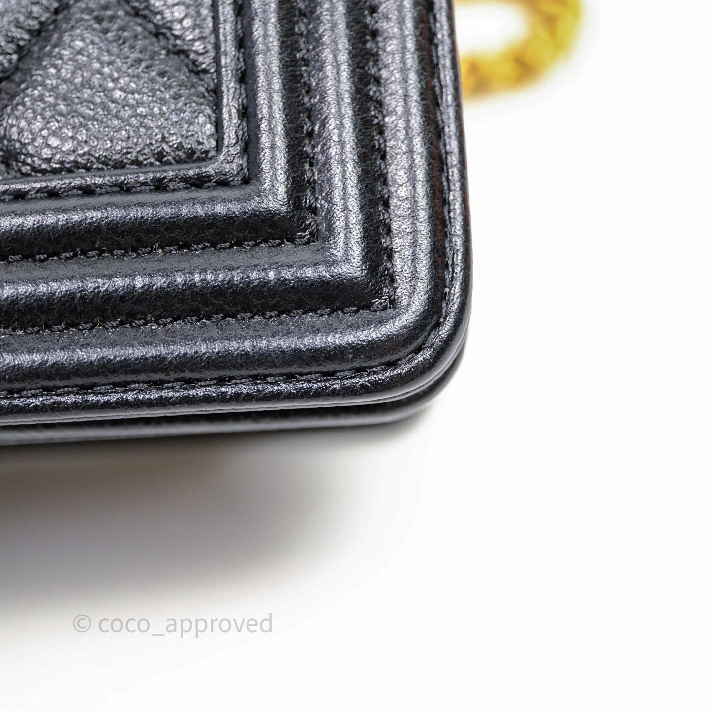 Chanel Mini Boy Quilted Black Caviar Aged Gold Hardware