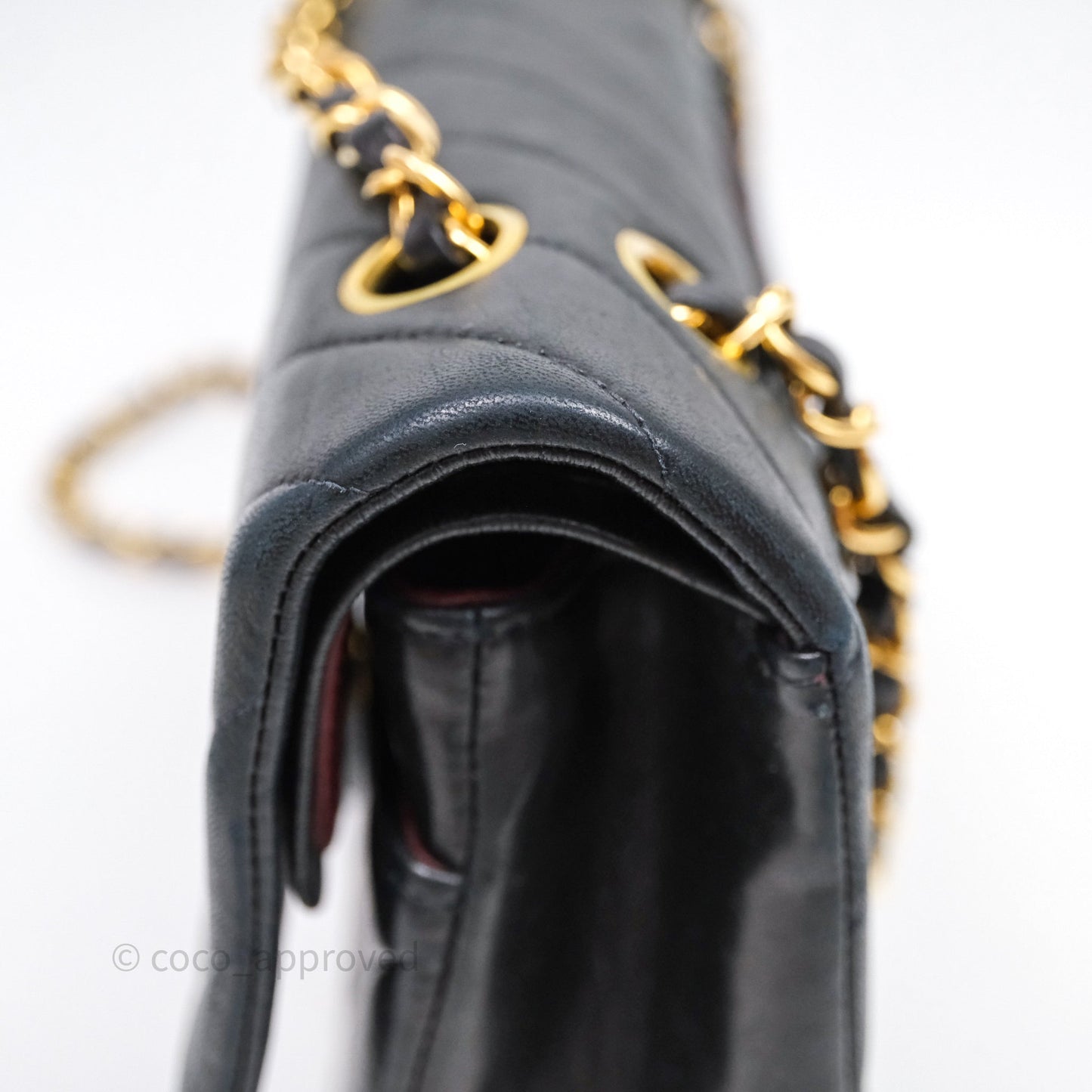 Chanel Vintage Medium Classic Flap Chevron Black Lambskin 24K Gold Hardware