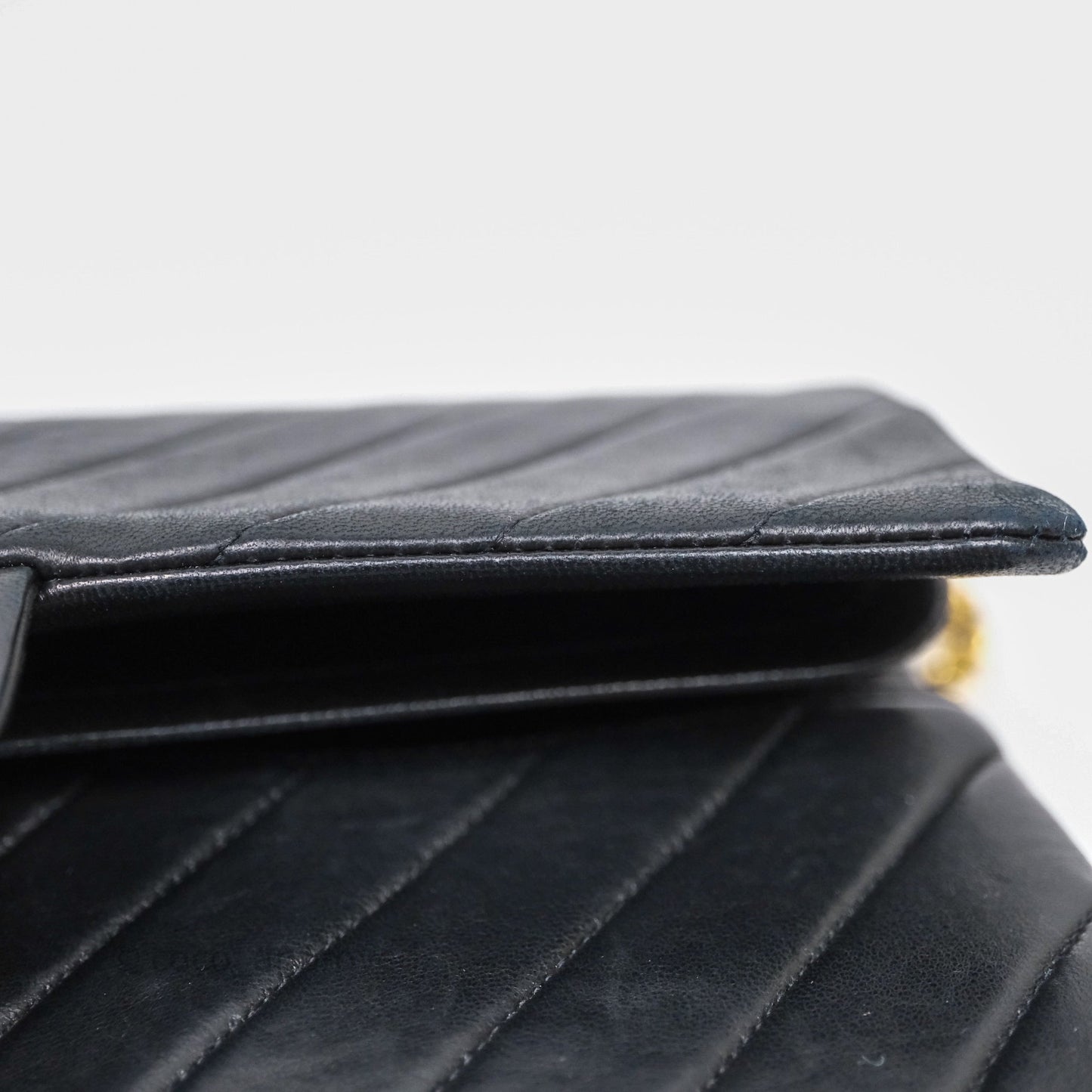 Chanel Vintage Medium Classic Flap Chevron Black Lambskin 24K Gold Hardware