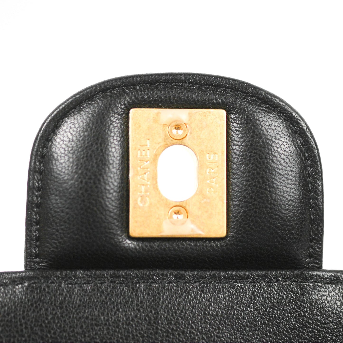 Chanel Mini Front Pocket Tote Black Calfskin Aged Gold Hardware