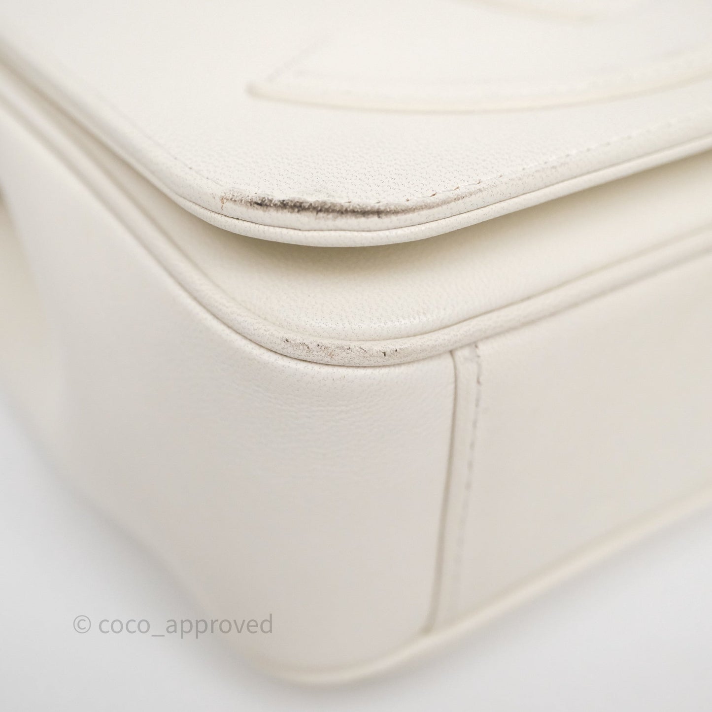 Chanel CC Mania Flap Bag White Lambskin Gold Hardware