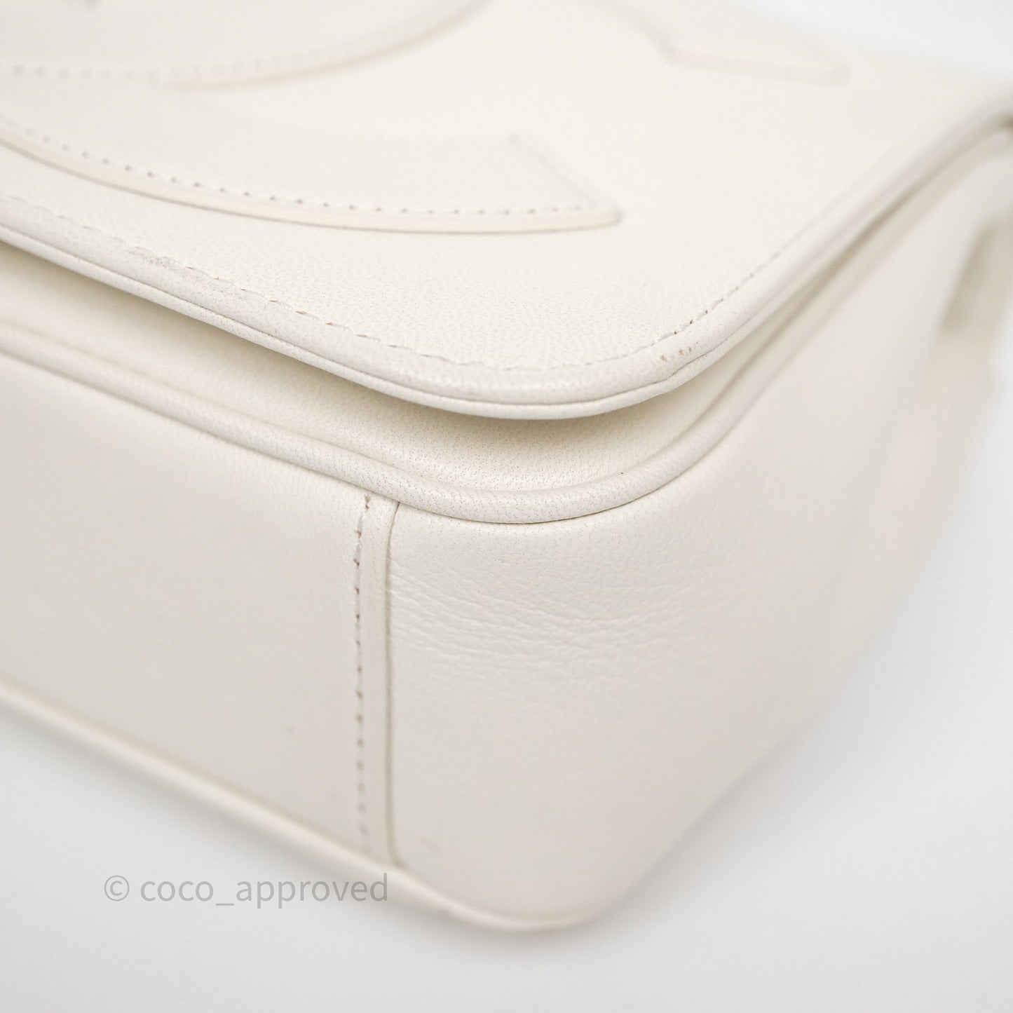 Chanel CC Mania Flap Bag White Lambskin Gold Hardware