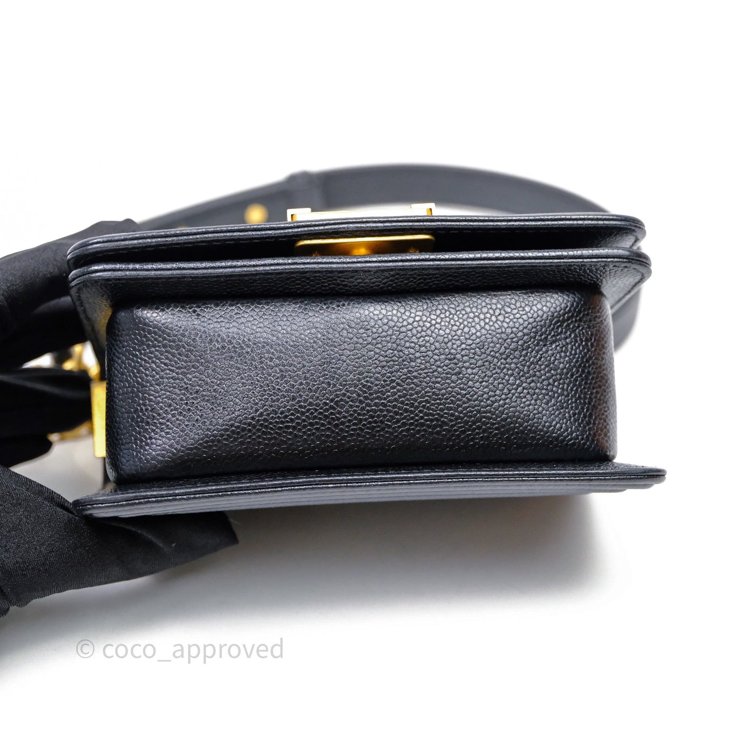 Chanel Mini Boy Quilted Black Caviar Aged Gold Hardware