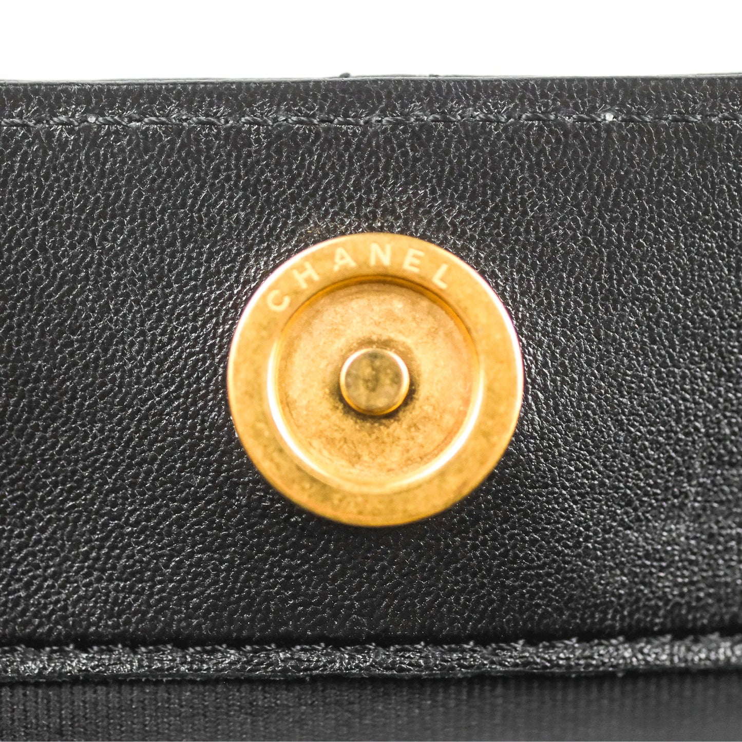Chanel Mini Front Pocket Tote Black Calfskin Aged Gold Hardware
