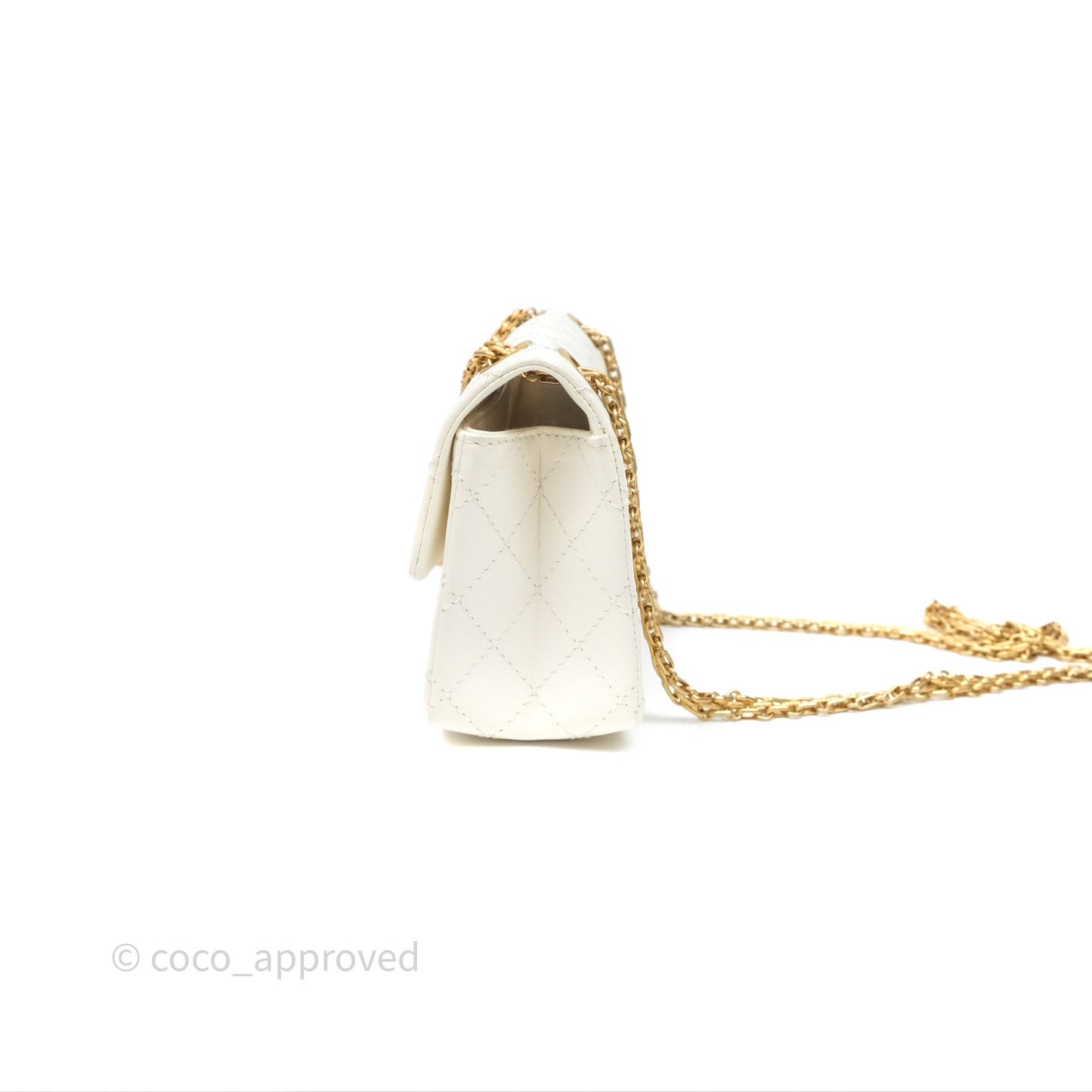 Chanel Mini Reissue 224 Ivory White Aged Calfskin Aged Gold Hardware