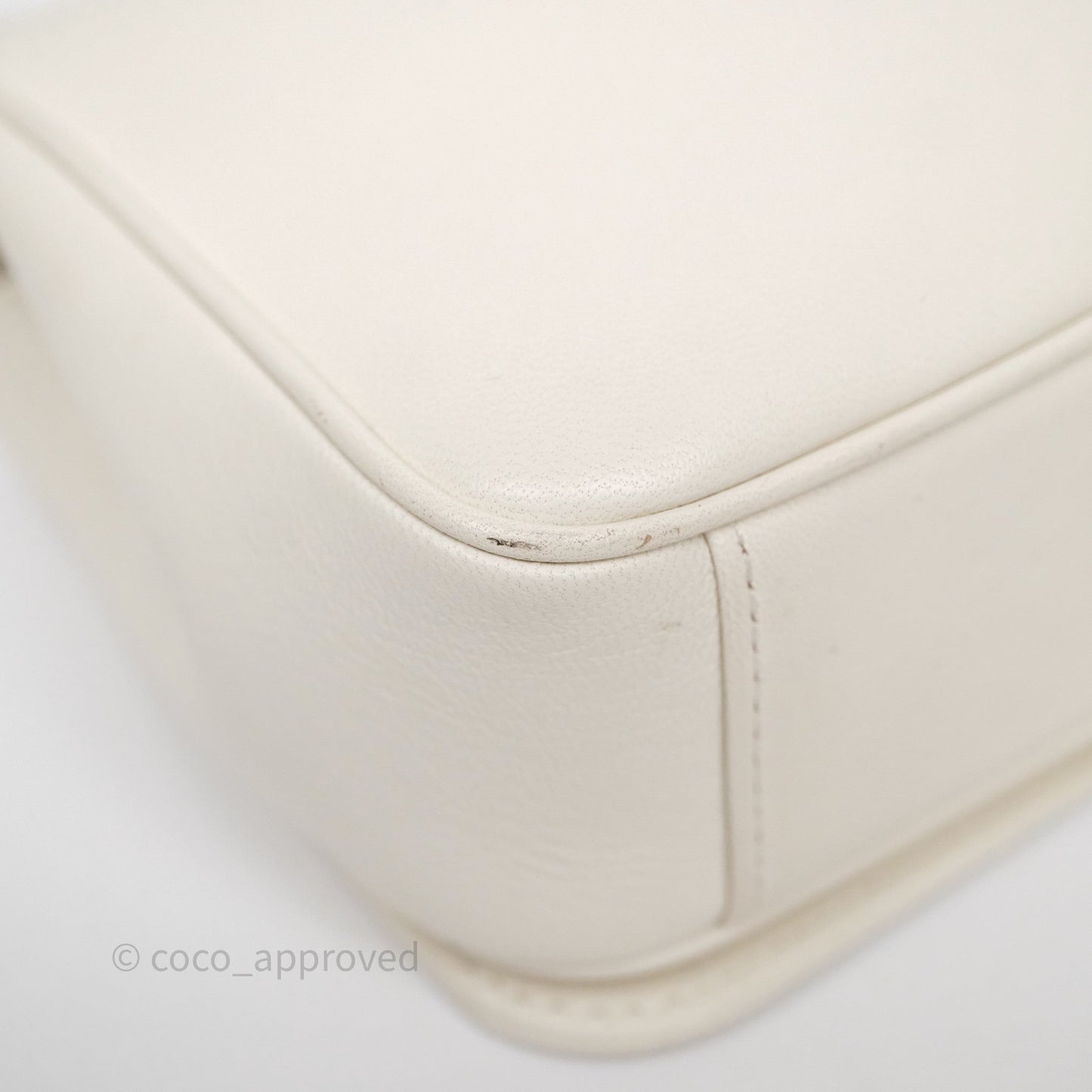 Chanel CC Mania Flap Bag White Lambskin Gold Hardware