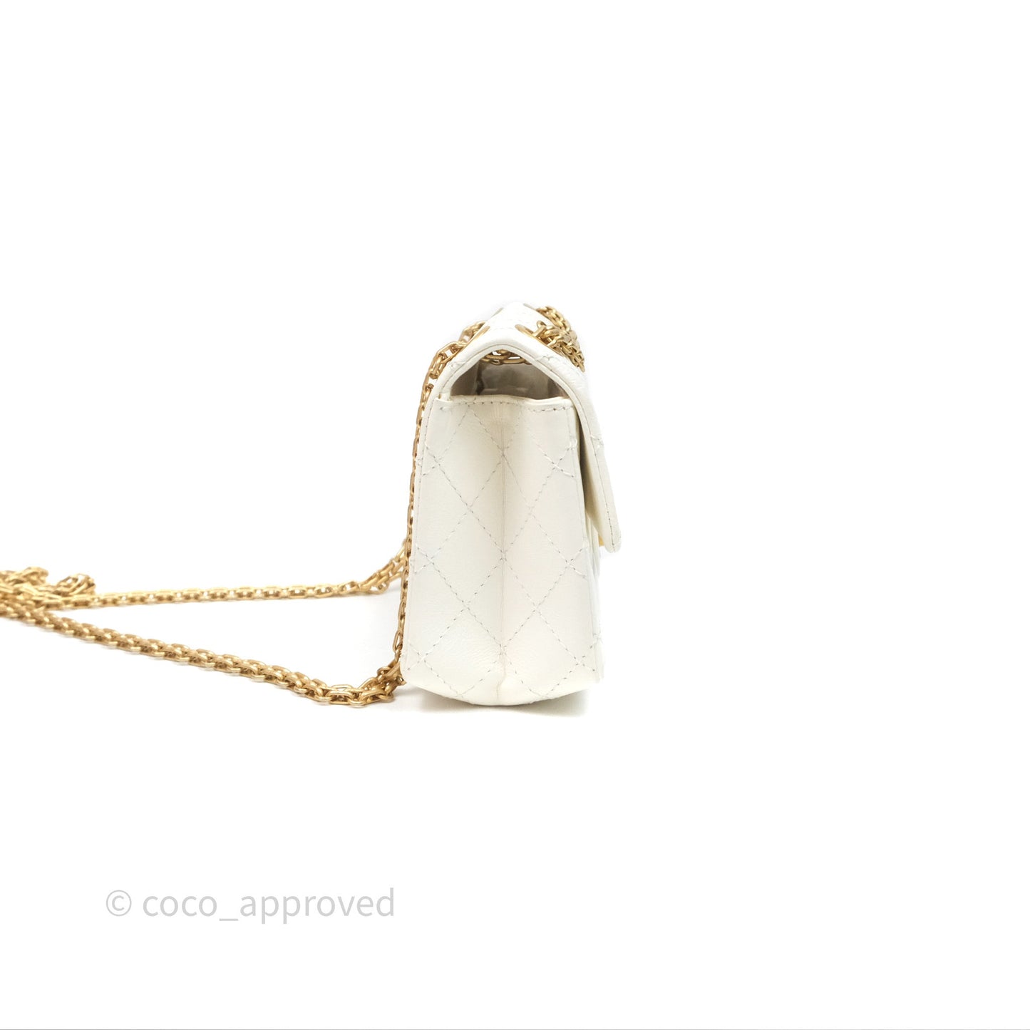 Chanel Mini Reissue 224 Ivory White Aged Calfskin Aged Gold Hardware