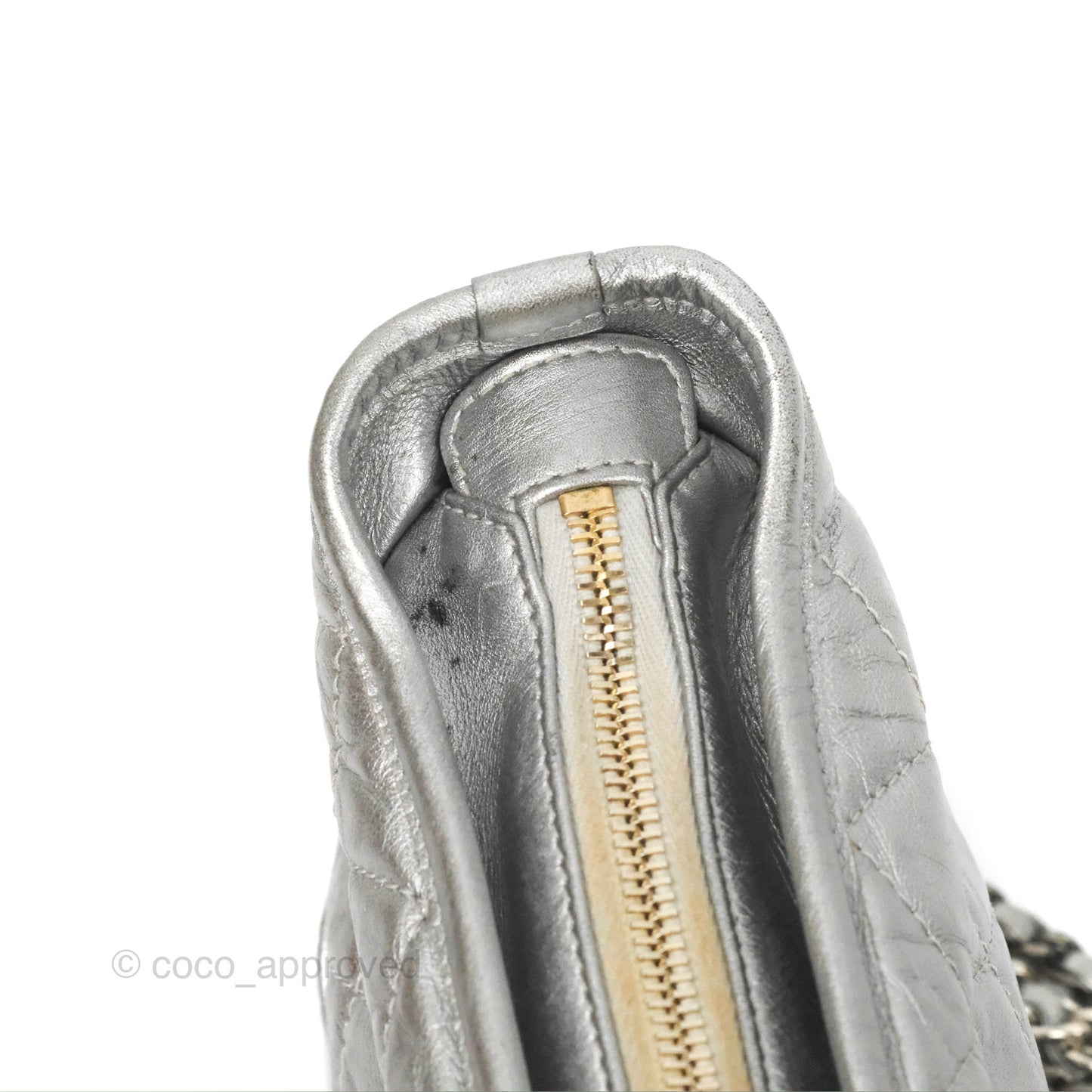 Chanel Quilted Small Gabrielle Hobo Metallic Silver Aged Calfskin Mixed Hardware