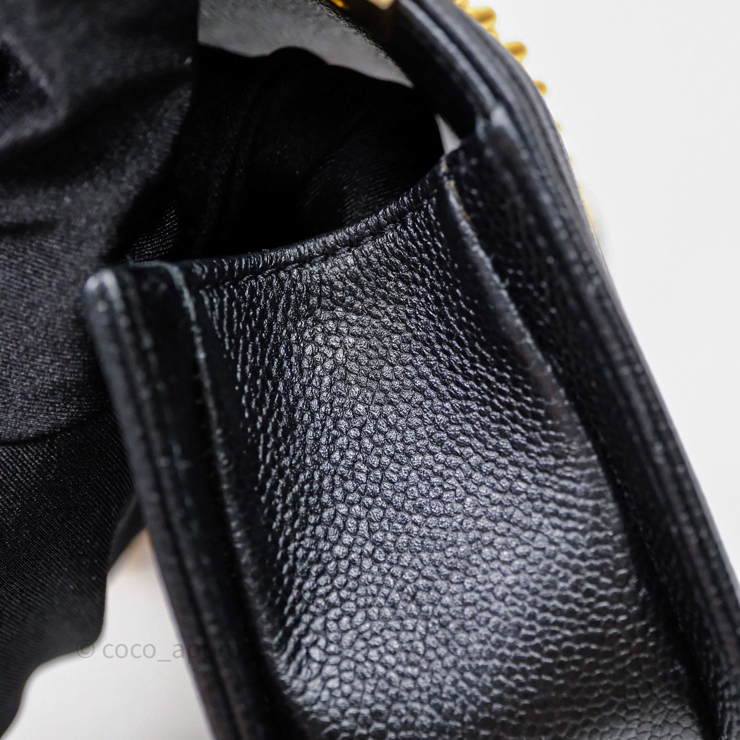 Chanel Mini Boy Quilted Black Caviar Aged Gold Hardware