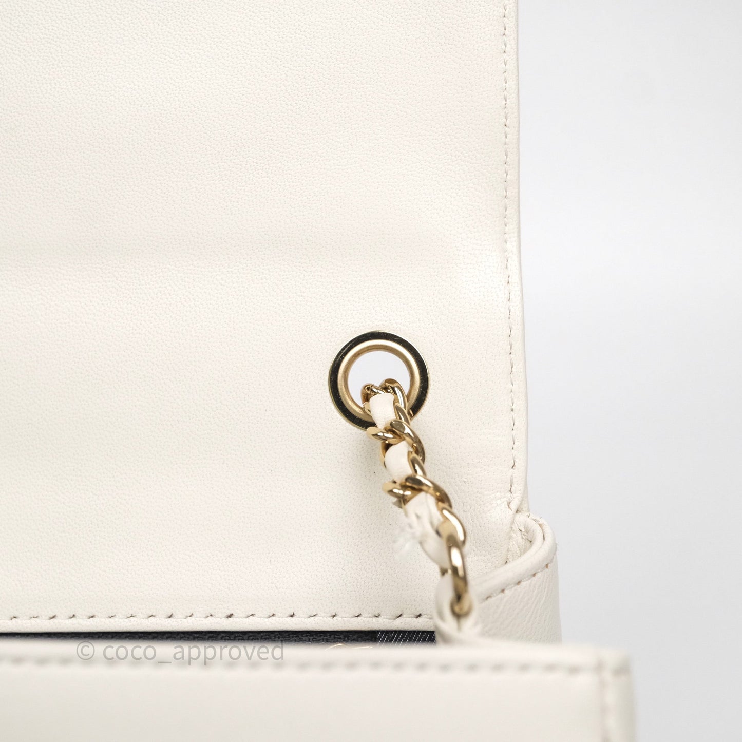 Chanel CC Mania Flap Bag White Lambskin Gold Hardware