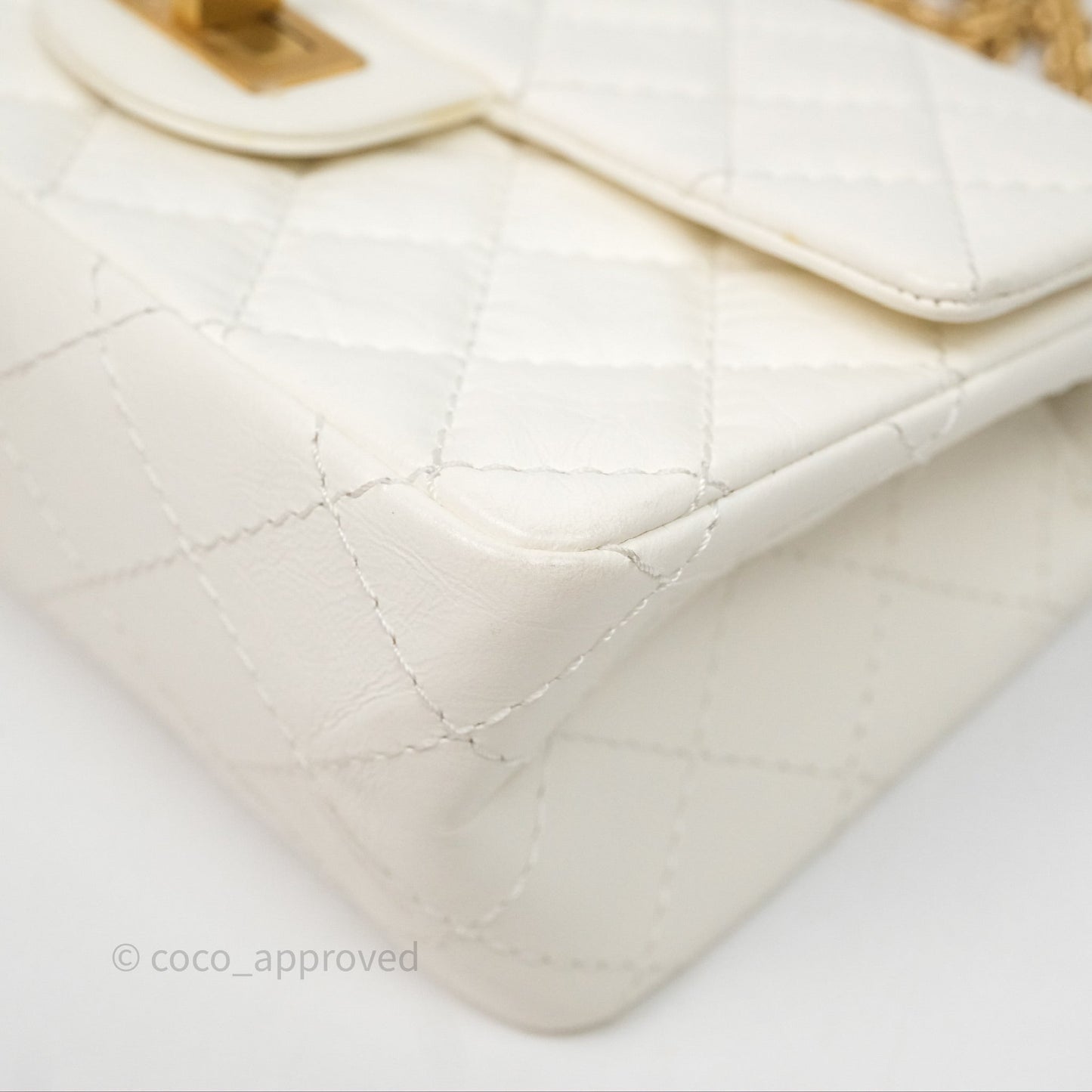 Chanel Mini Reissue 224 Ivory White Aged Calfskin Aged Gold Hardware