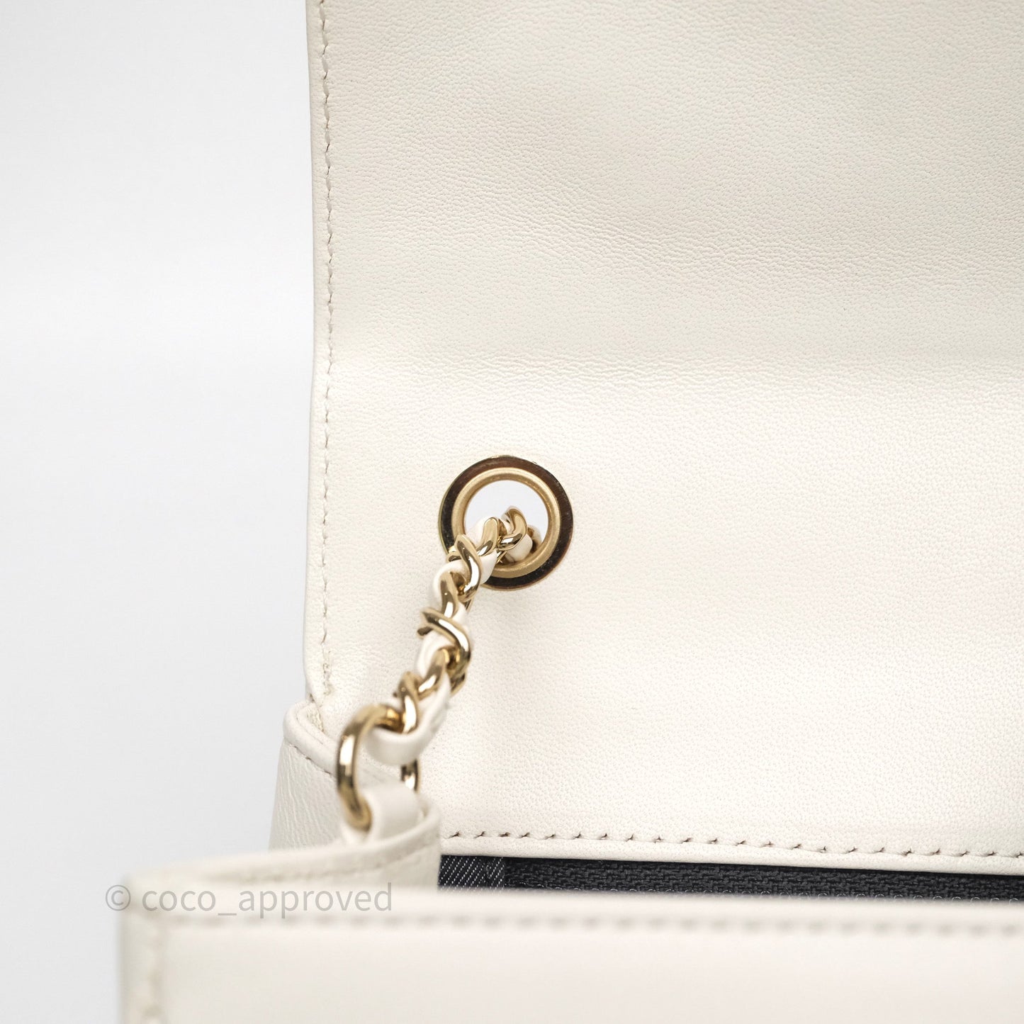 Chanel CC Mania Flap Bag White Lambskin Gold Hardware