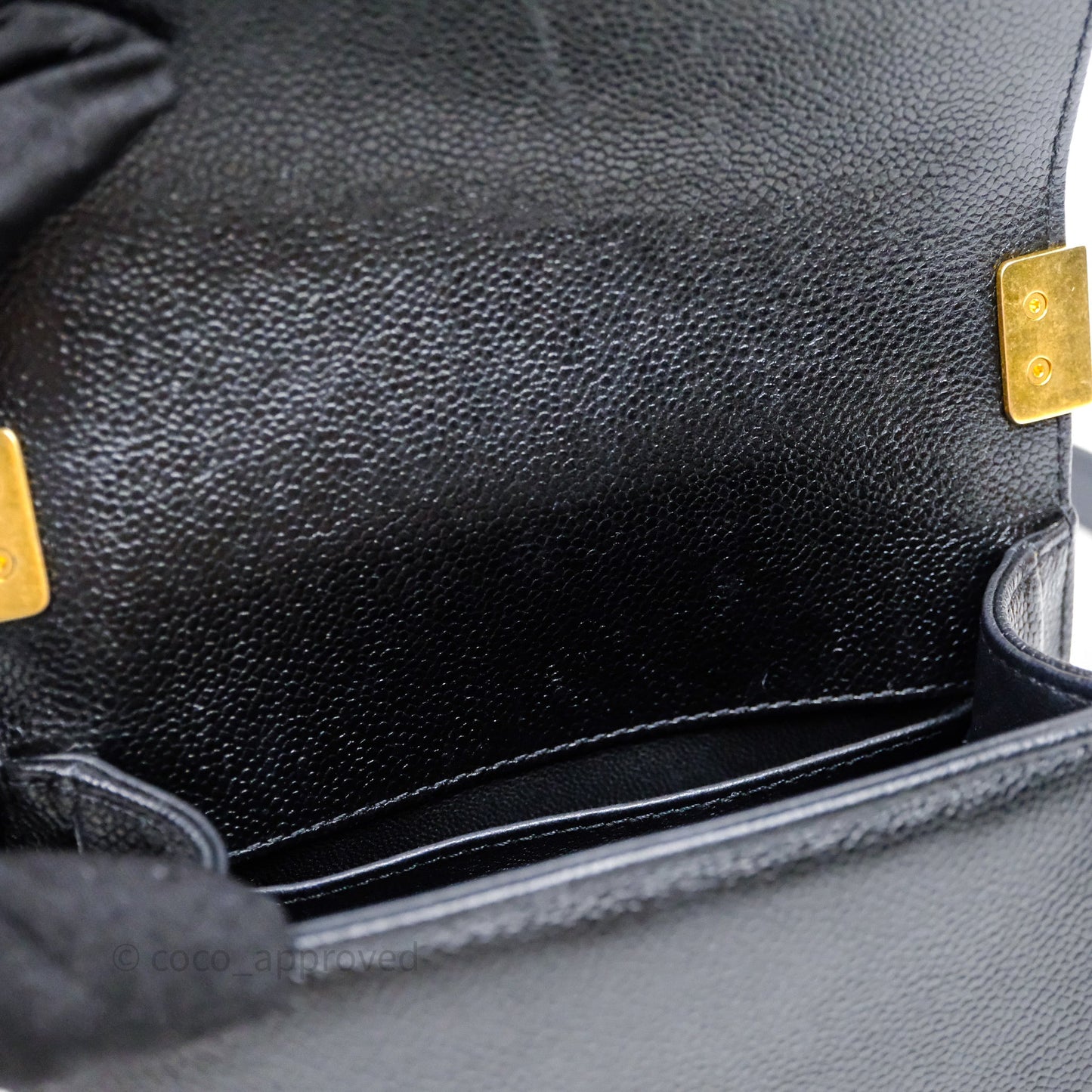 Chanel Mini Boy Quilted Black Caviar Aged Gold Hardware