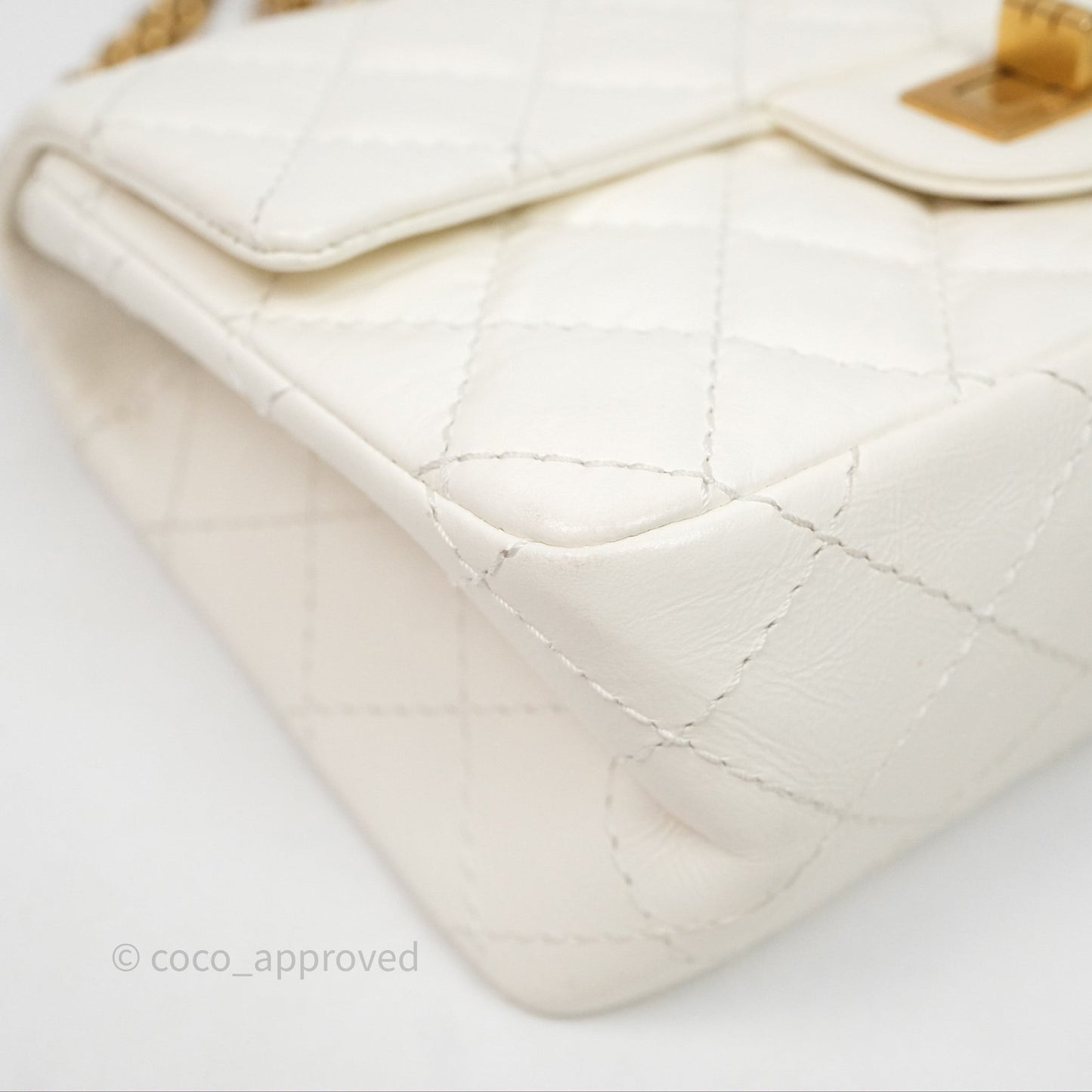 Chanel Mini Reissue 224 Ivory White Aged Calfskin Aged Gold Hardware