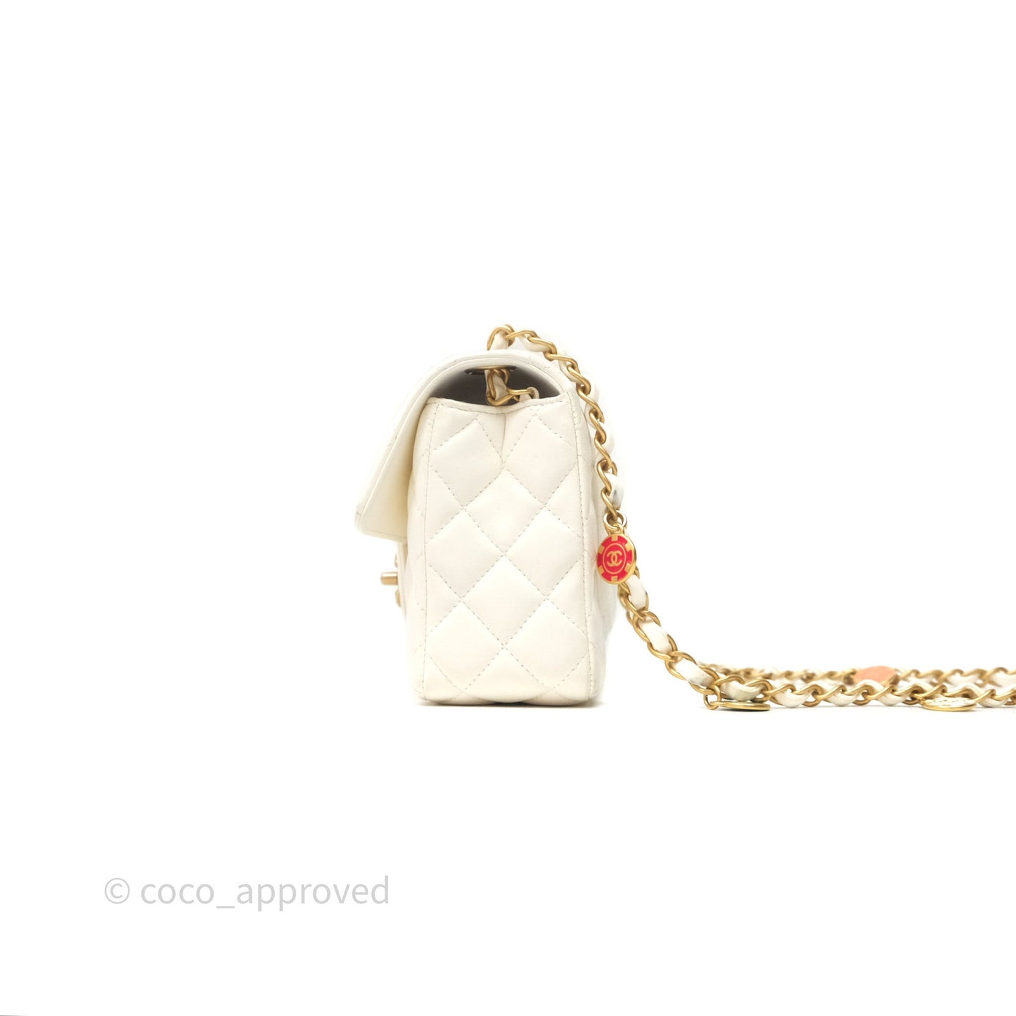 Chanel Casino Chips Chain White Lambskin Flap Bag