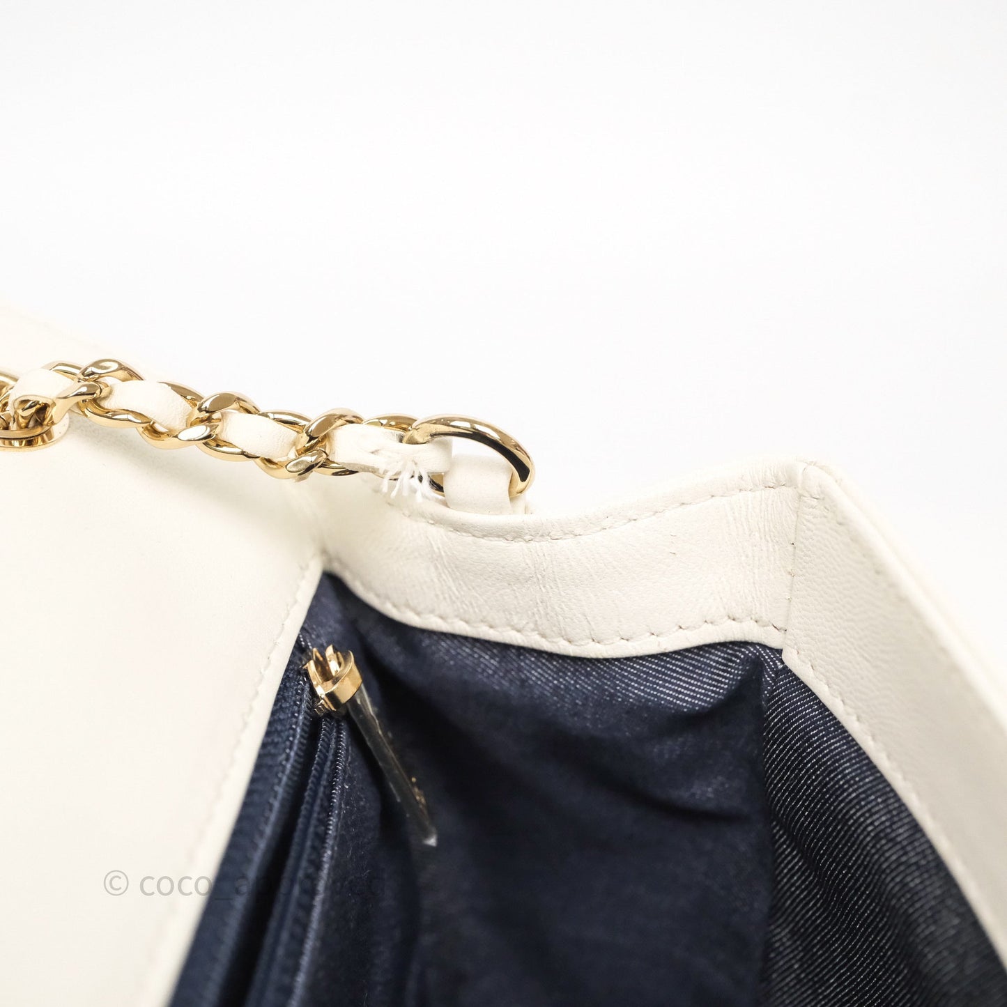 Chanel CC Mania Flap Bag White Lambskin Gold Hardware