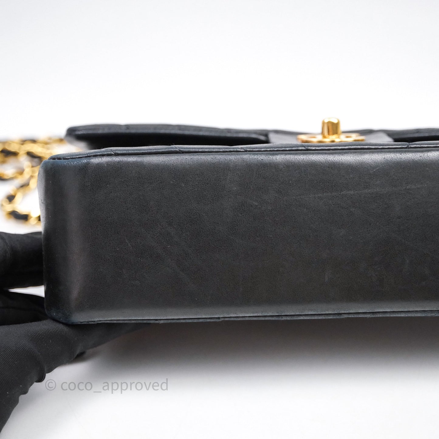 Chanel Vintage Medium Classic Flap Chevron Black Lambskin 24K Gold Hardware