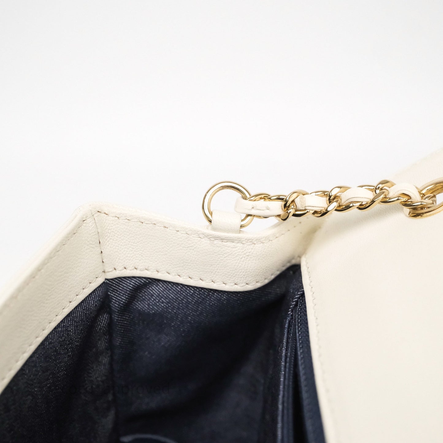 Chanel CC Mania Flap Bag White Lambskin Gold Hardware