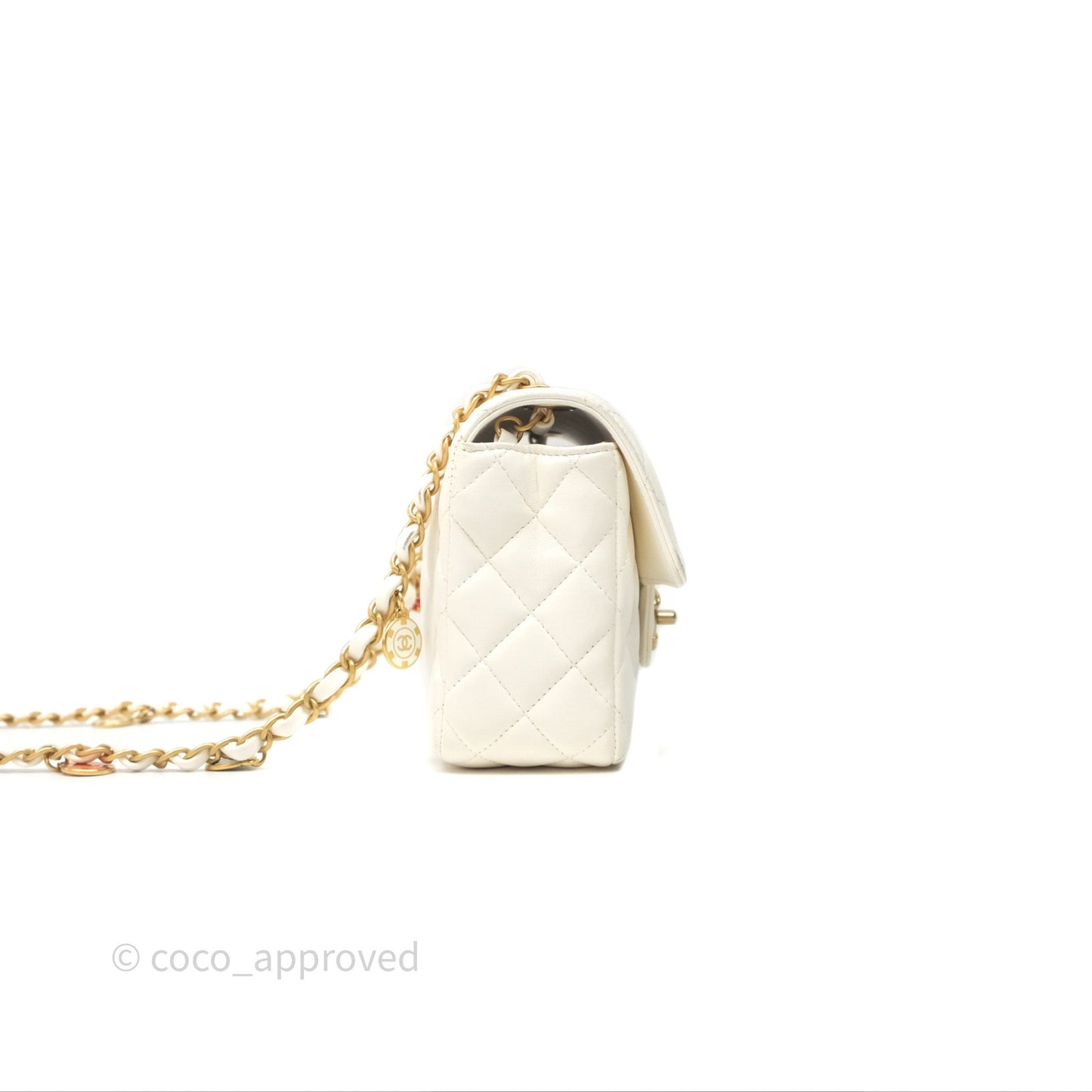 Chanel Casino Chips Chain White Lambskin Flap Bag