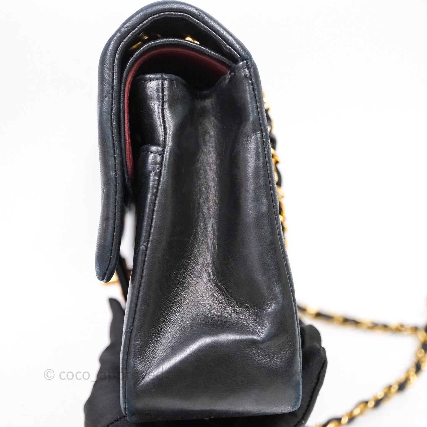 Chanel Vintage Medium Classic Flap Chevron Black Lambskin 24K Gold Hardware