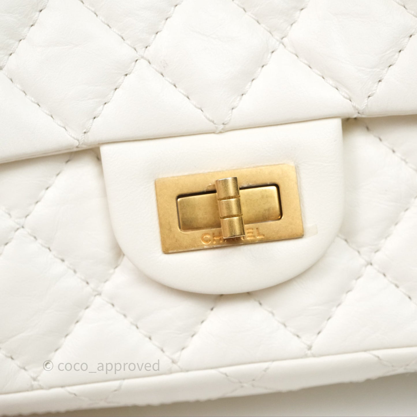 Chanel Mini Reissue 224 Ivory White Aged Calfskin Aged Gold Hardware