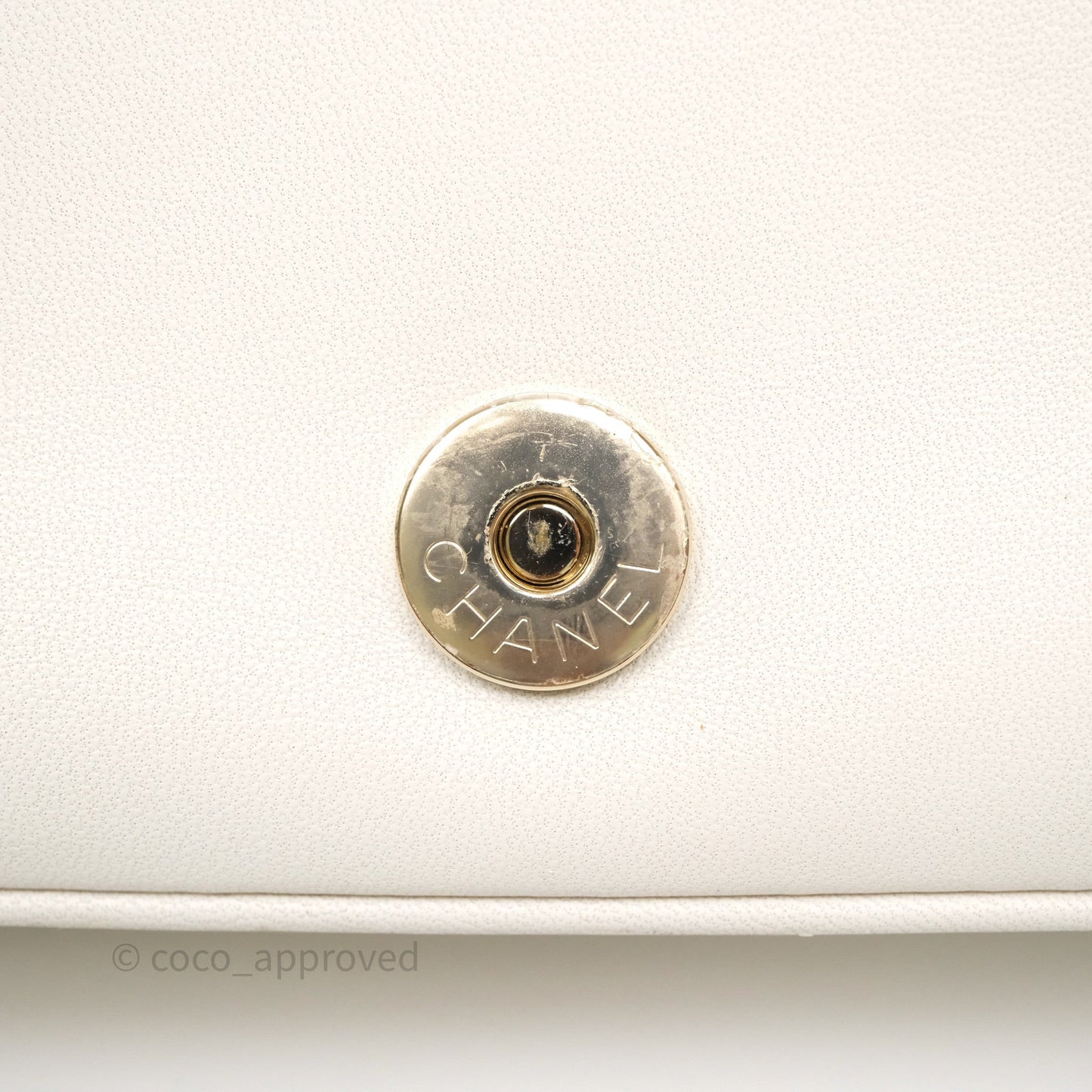 Chanel CC Mania Flap Bag White Lambskin Gold Hardware