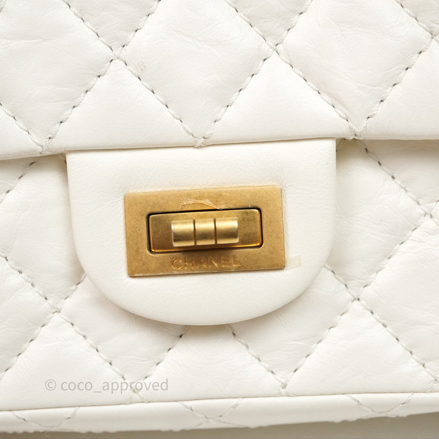 Chanel Mini Reissue 224 Ivory White Aged Calfskin Aged Gold Hardware