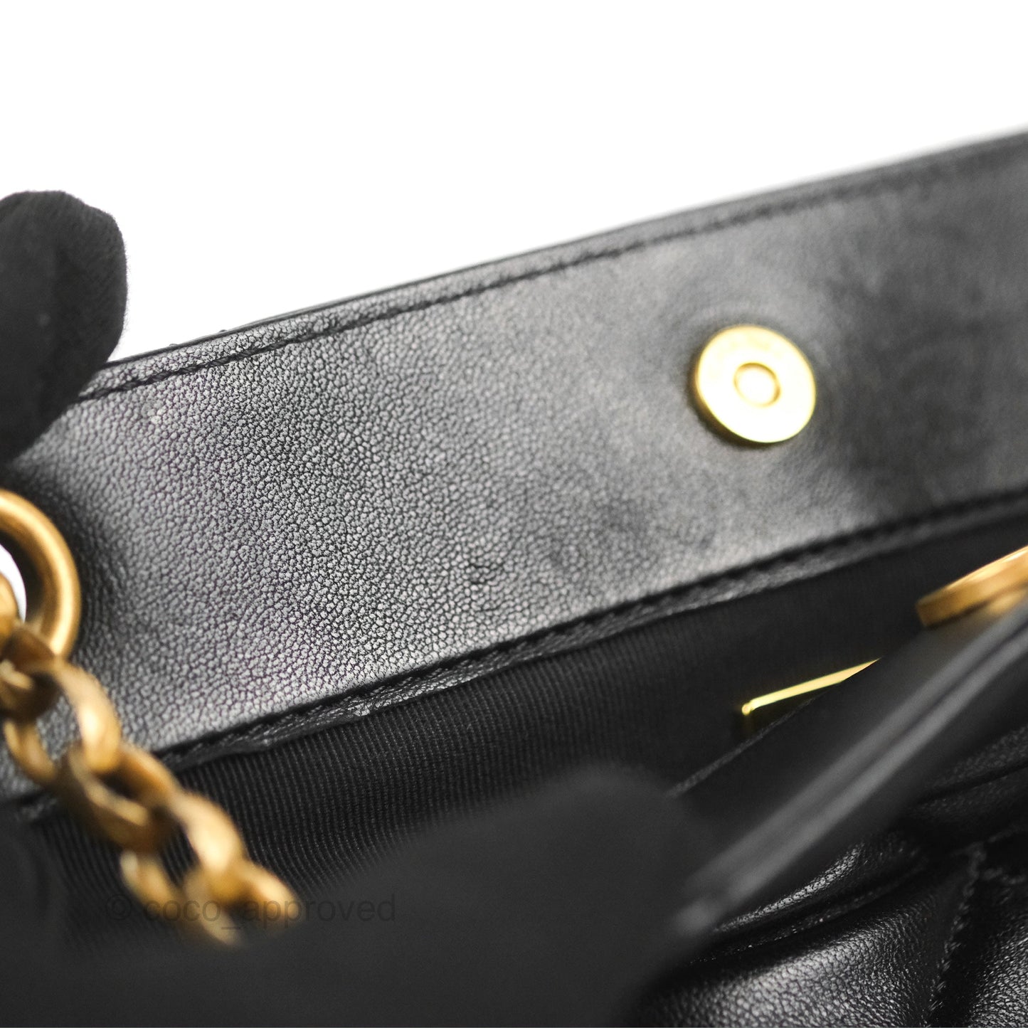 Chanel Mini Front Pocket Tote Black Calfskin Aged Gold Hardware