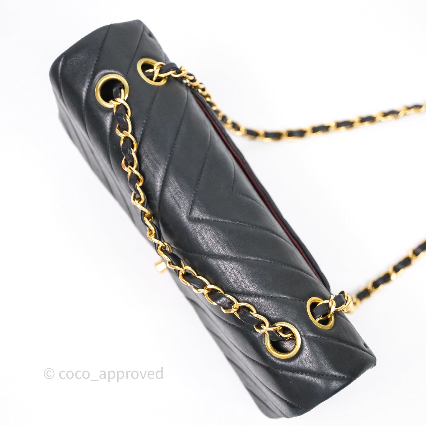 Chanel Vintage Medium Classic Flap Chevron Black Lambskin 24K Gold Hardware