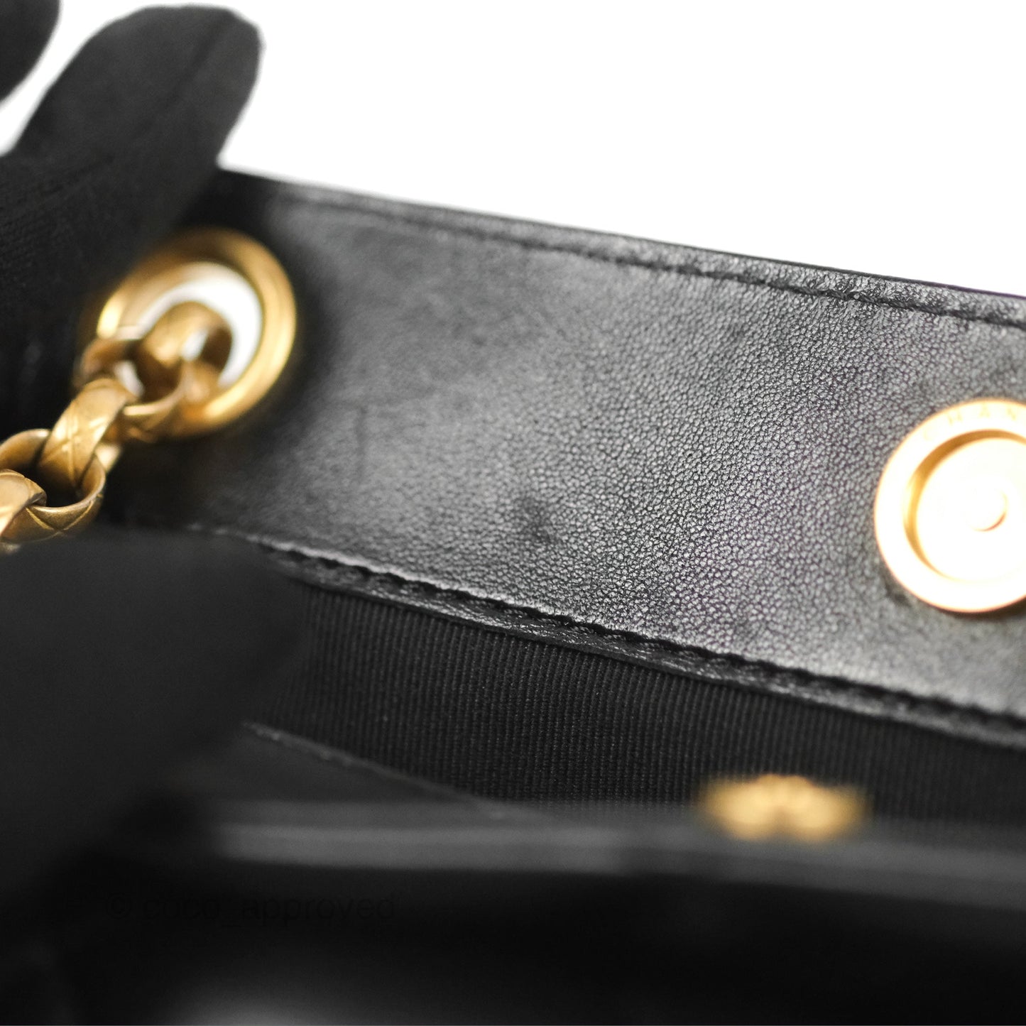 Chanel Mini Front Pocket Tote Black Calfskin Aged Gold Hardware
