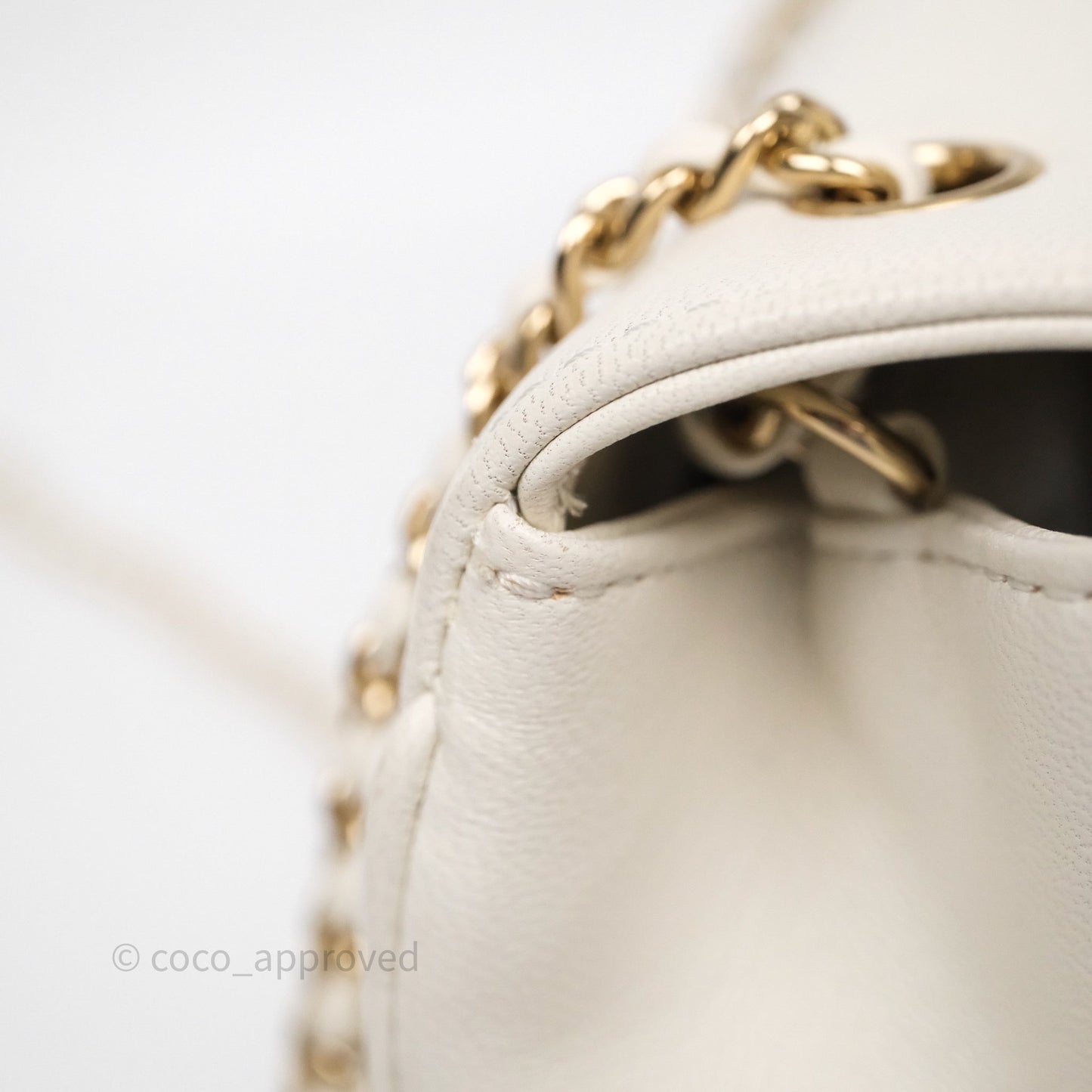 Chanel CC Mania Flap Bag White Lambskin Gold Hardware