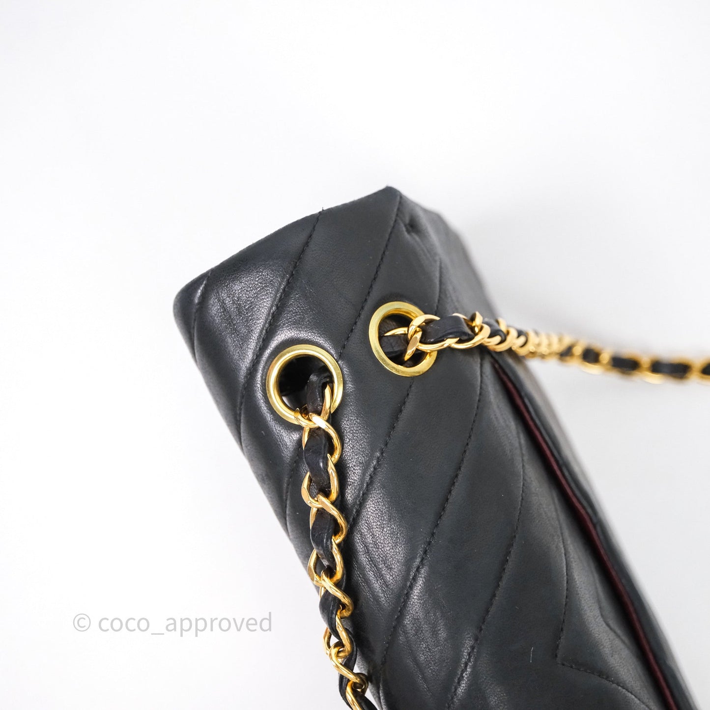 Chanel Vintage Medium Classic Flap Chevron Black Lambskin 24K Gold Hardware