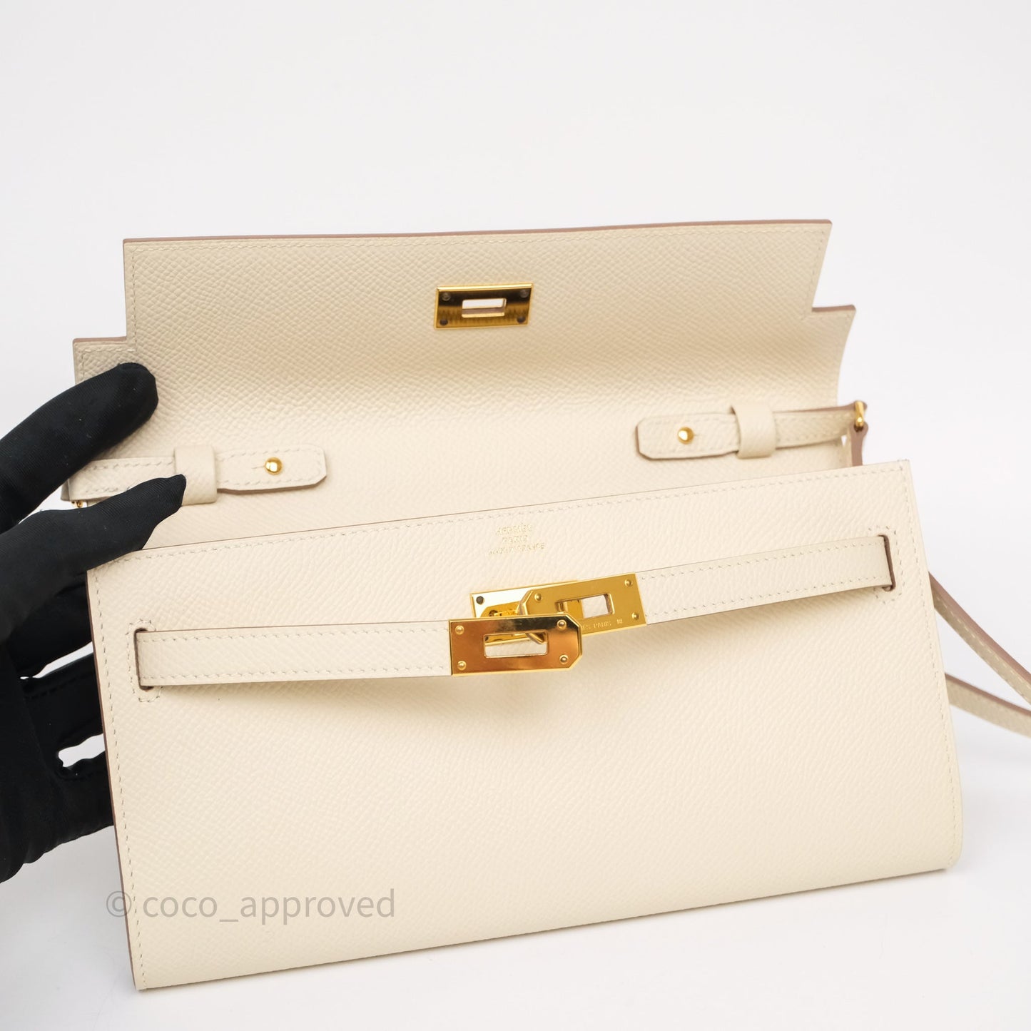 Hermès Kelly To Go Wallet Craie Epsom Gold Hardware