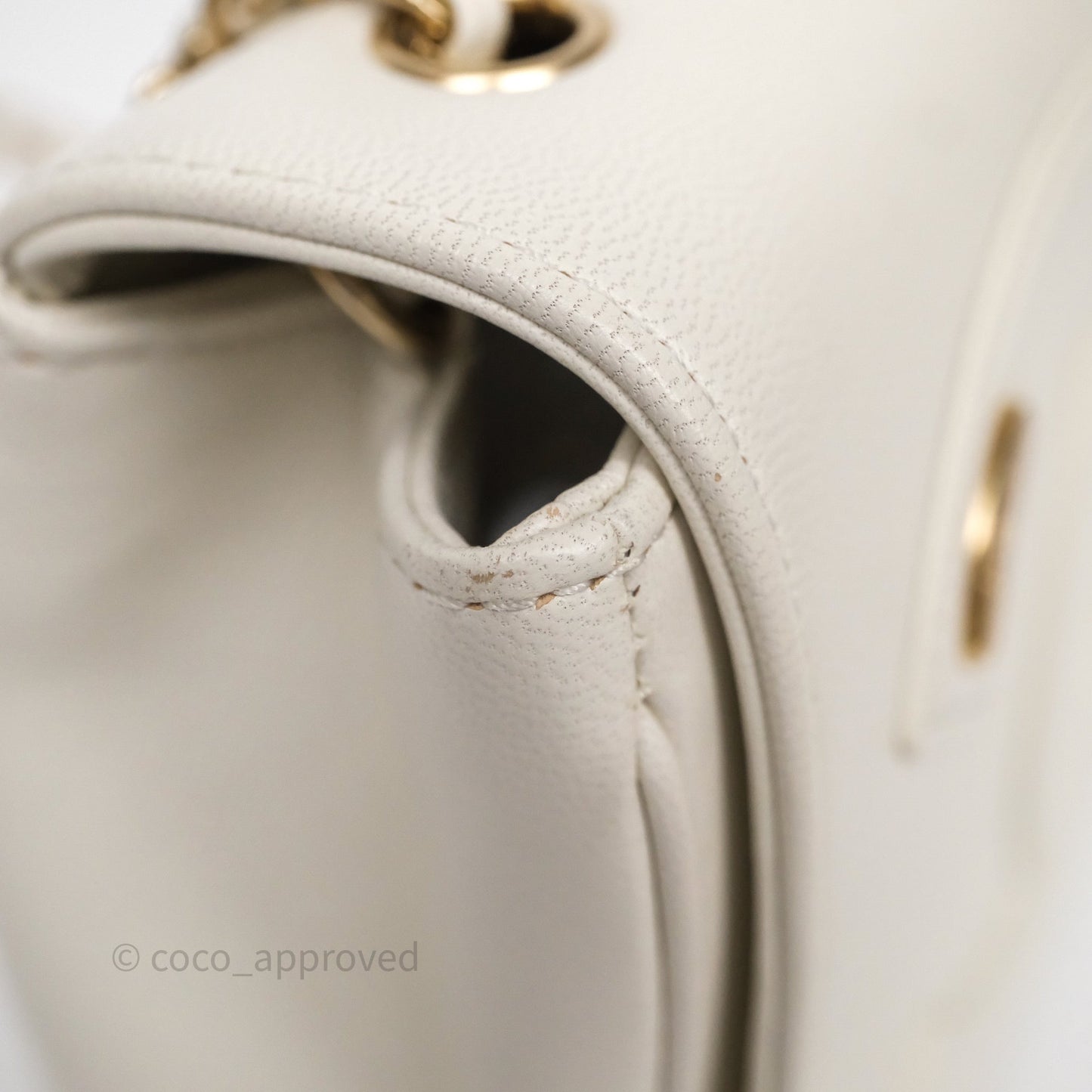 Chanel CC Mania Flap Bag White Lambskin Gold Hardware