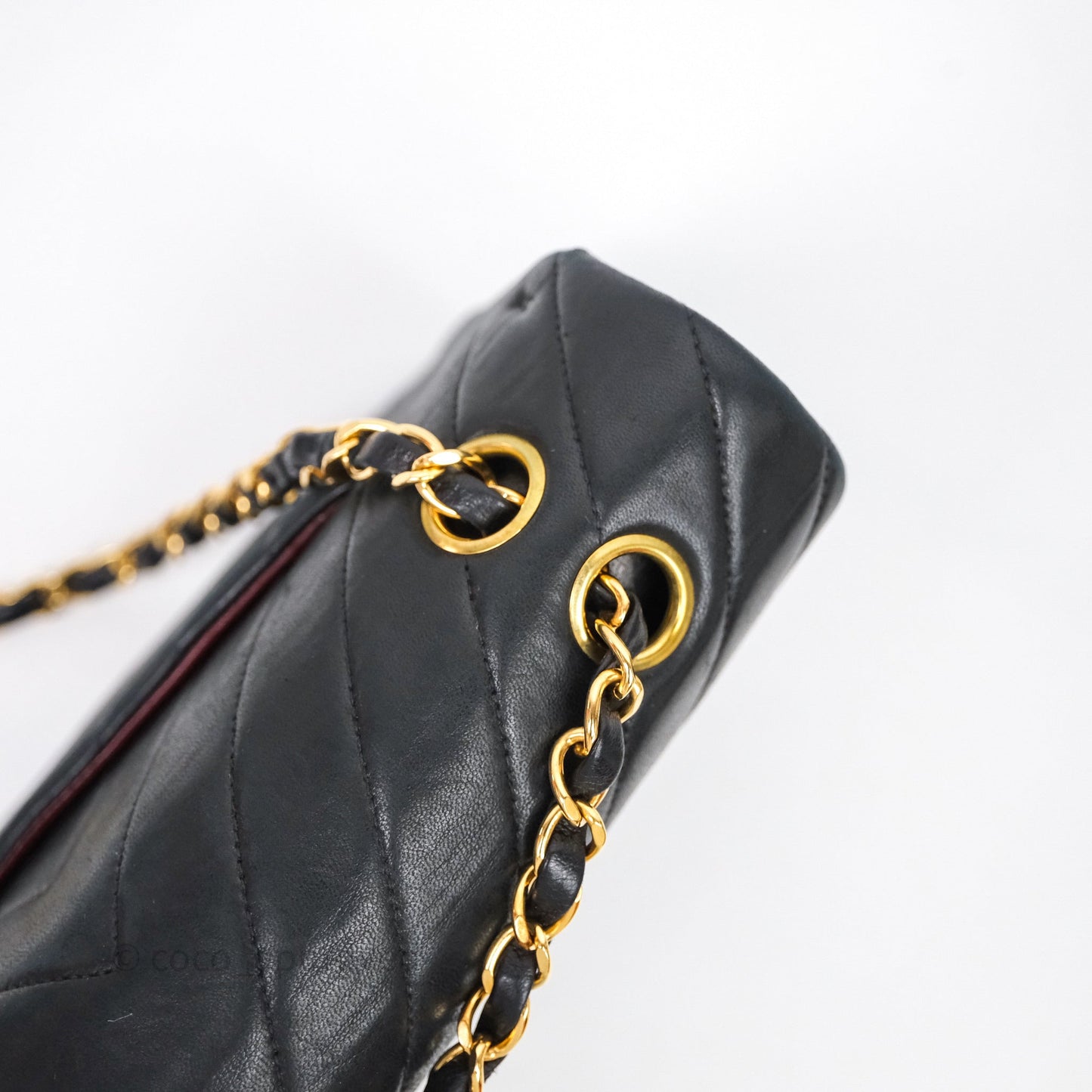 Chanel Vintage Medium Classic Flap Chevron Black Lambskin 24K Gold Hardware