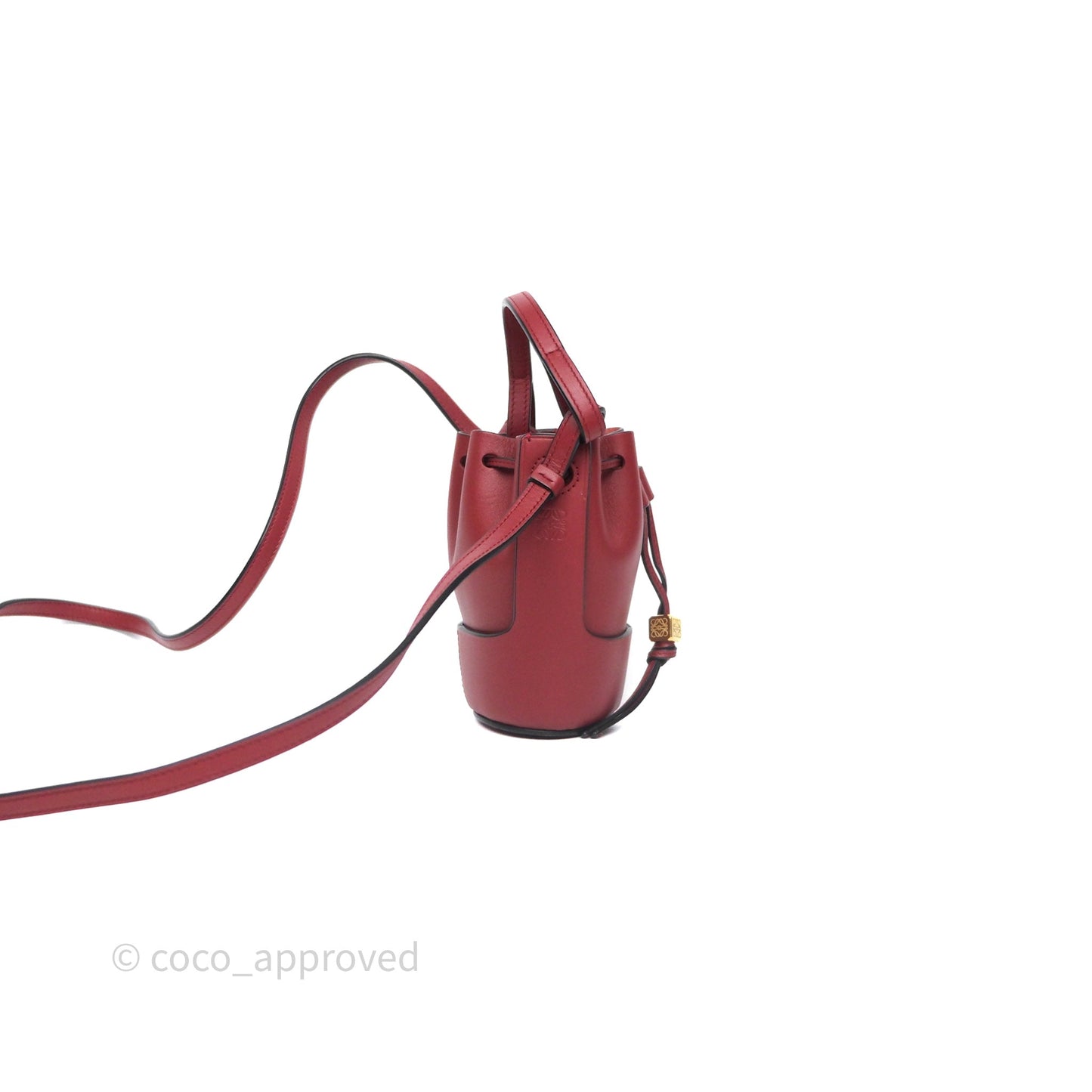 Loewe Nano Balloon Bucket Bag Deep Red Calfskin