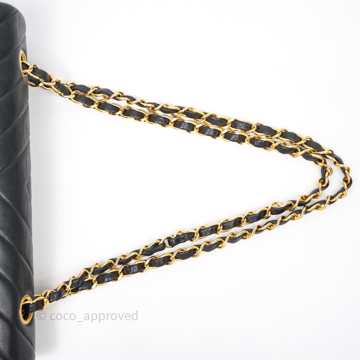 Chanel Vintage Medium Classic Flap Chevron Black Lambskin 24K Gold Hardware