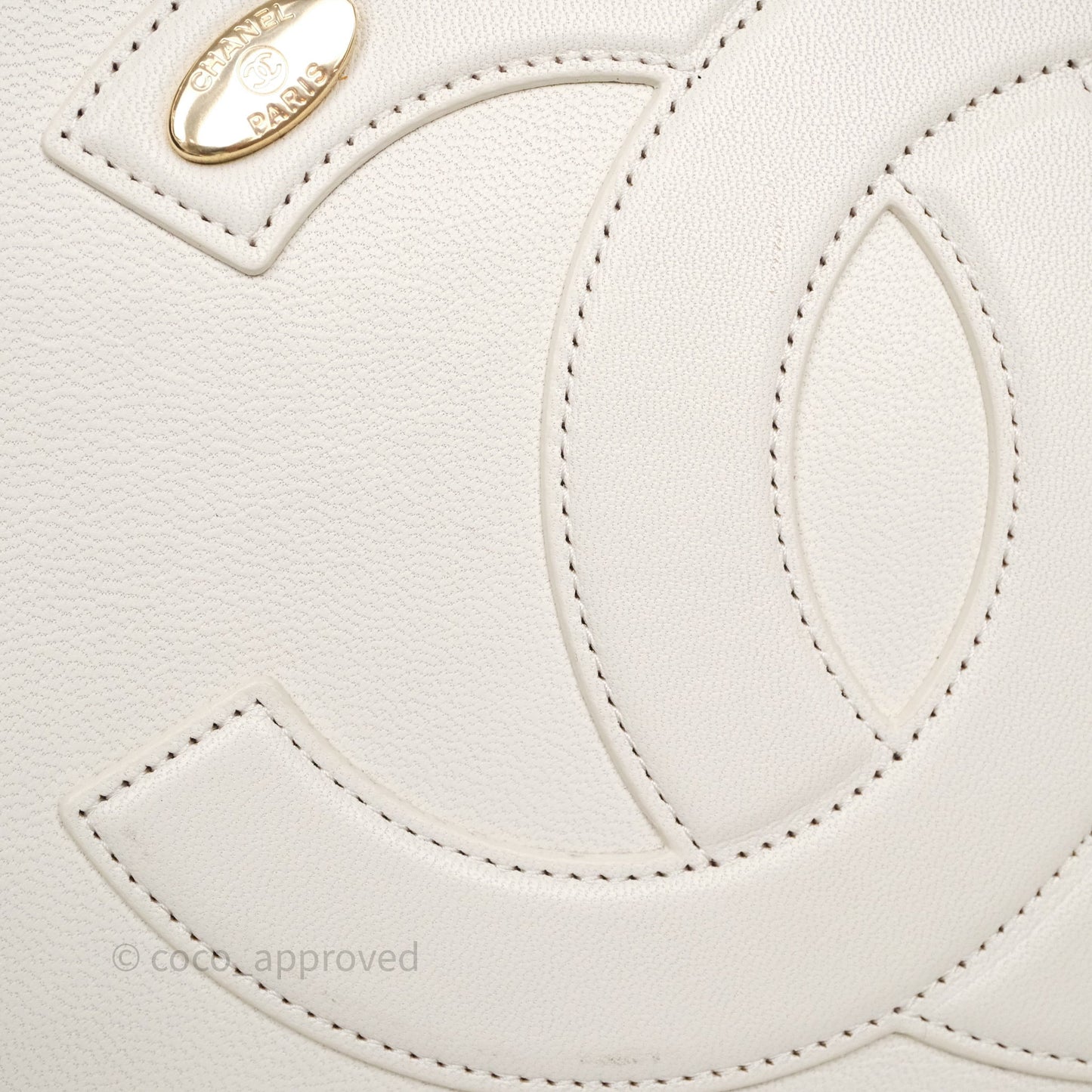 Chanel CC Mania Flap Bag White Lambskin Gold Hardware