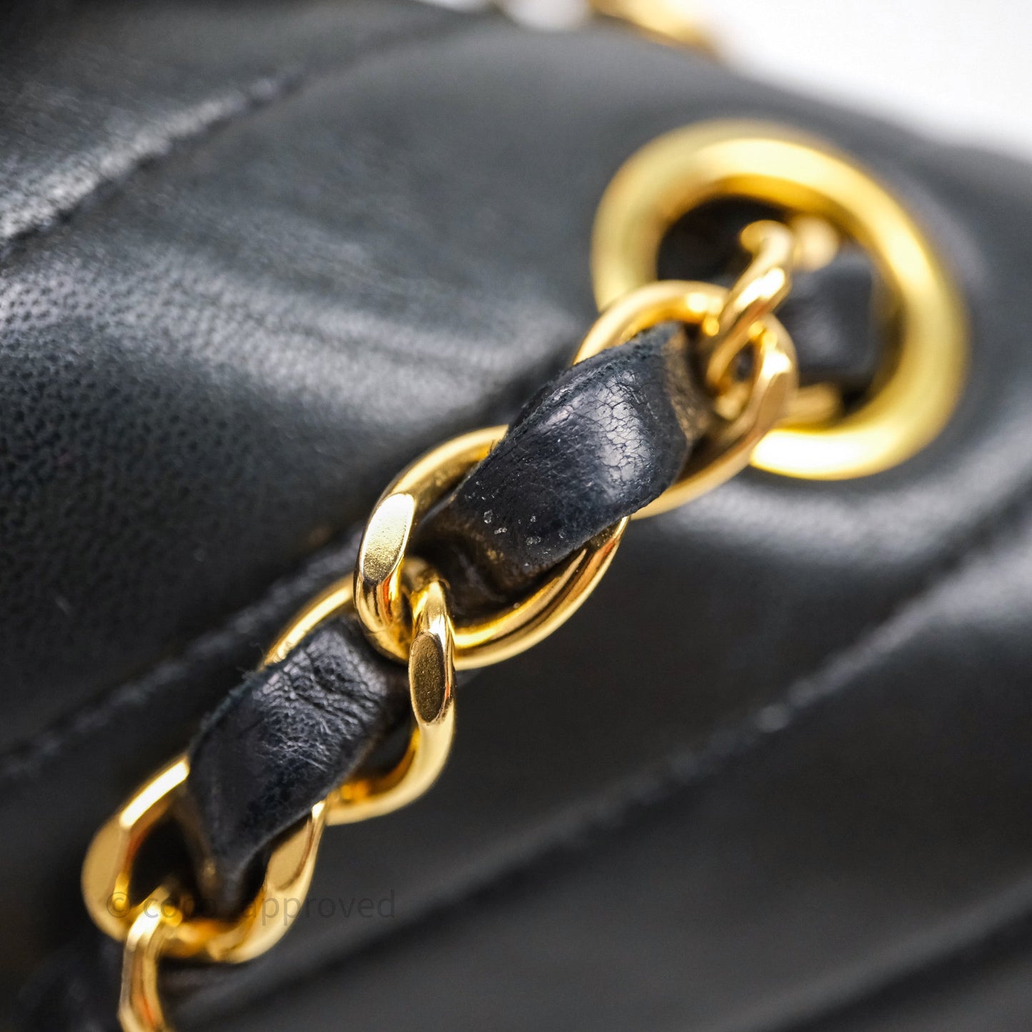Chanel Vintage Medium Classic Flap Chevron Black Lambskin 24K Gold Hardware
