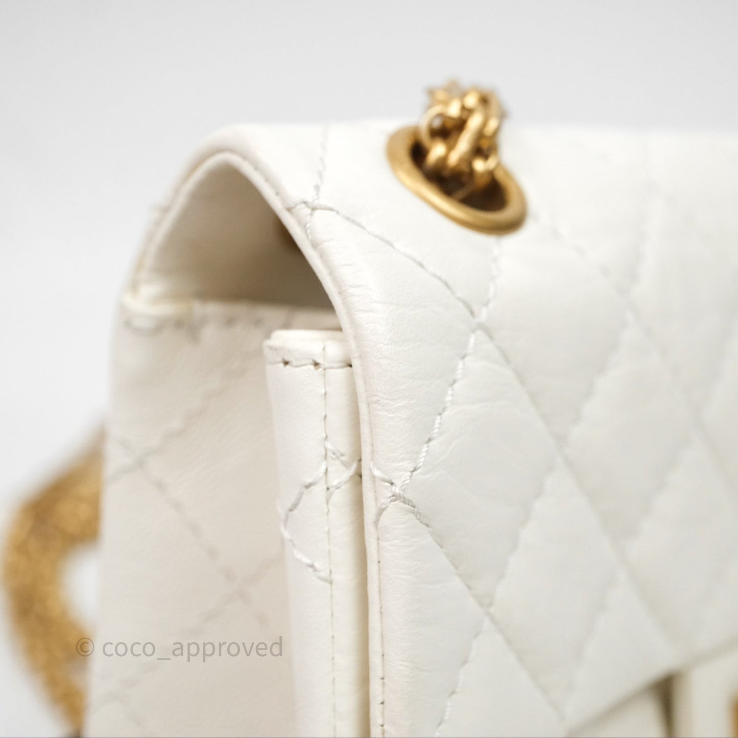 Chanel Mini Reissue 224 Ivory White Aged Calfskin Aged Gold Hardware