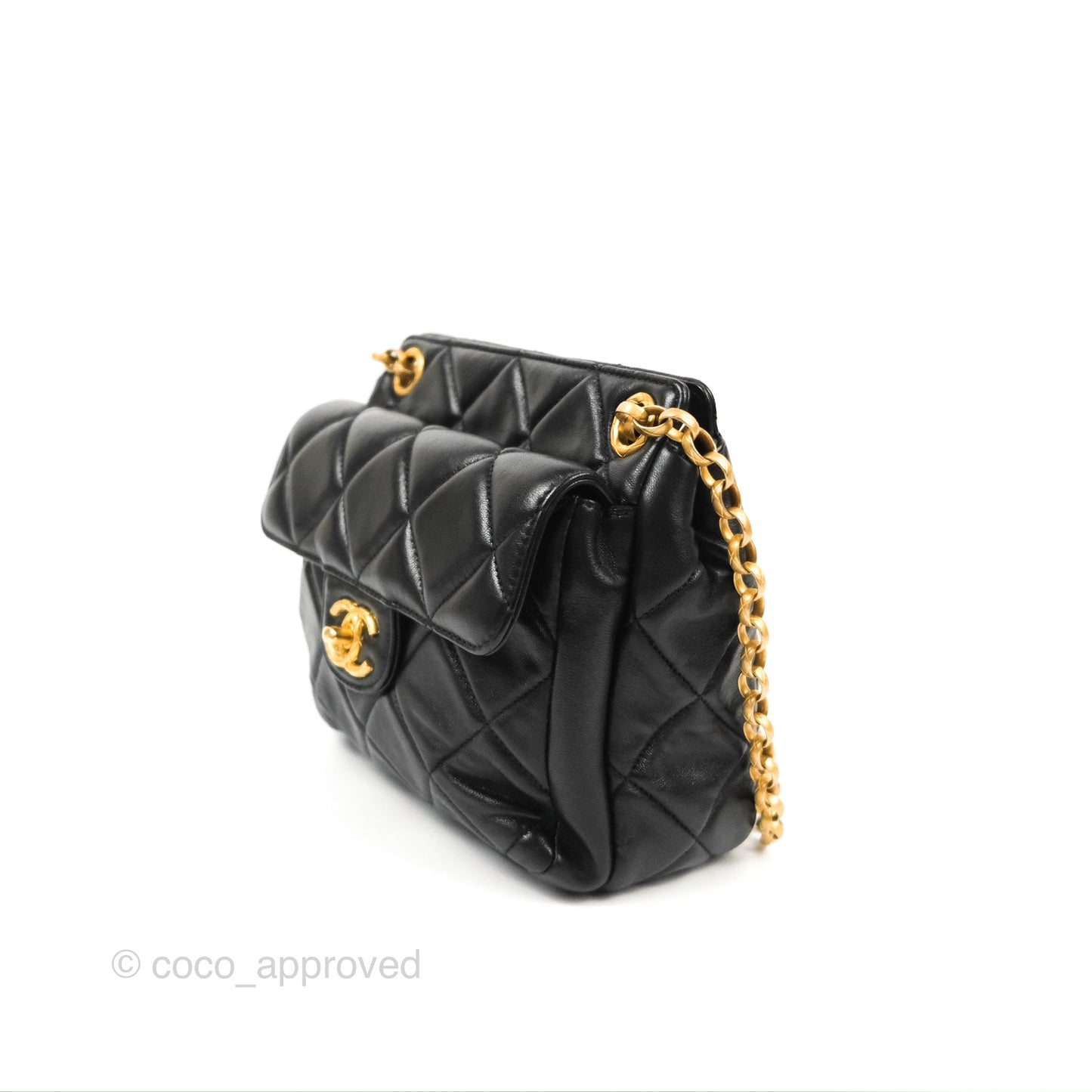 Chanel Mini Front Pocket Tote Black Calfskin Aged Gold Hardware