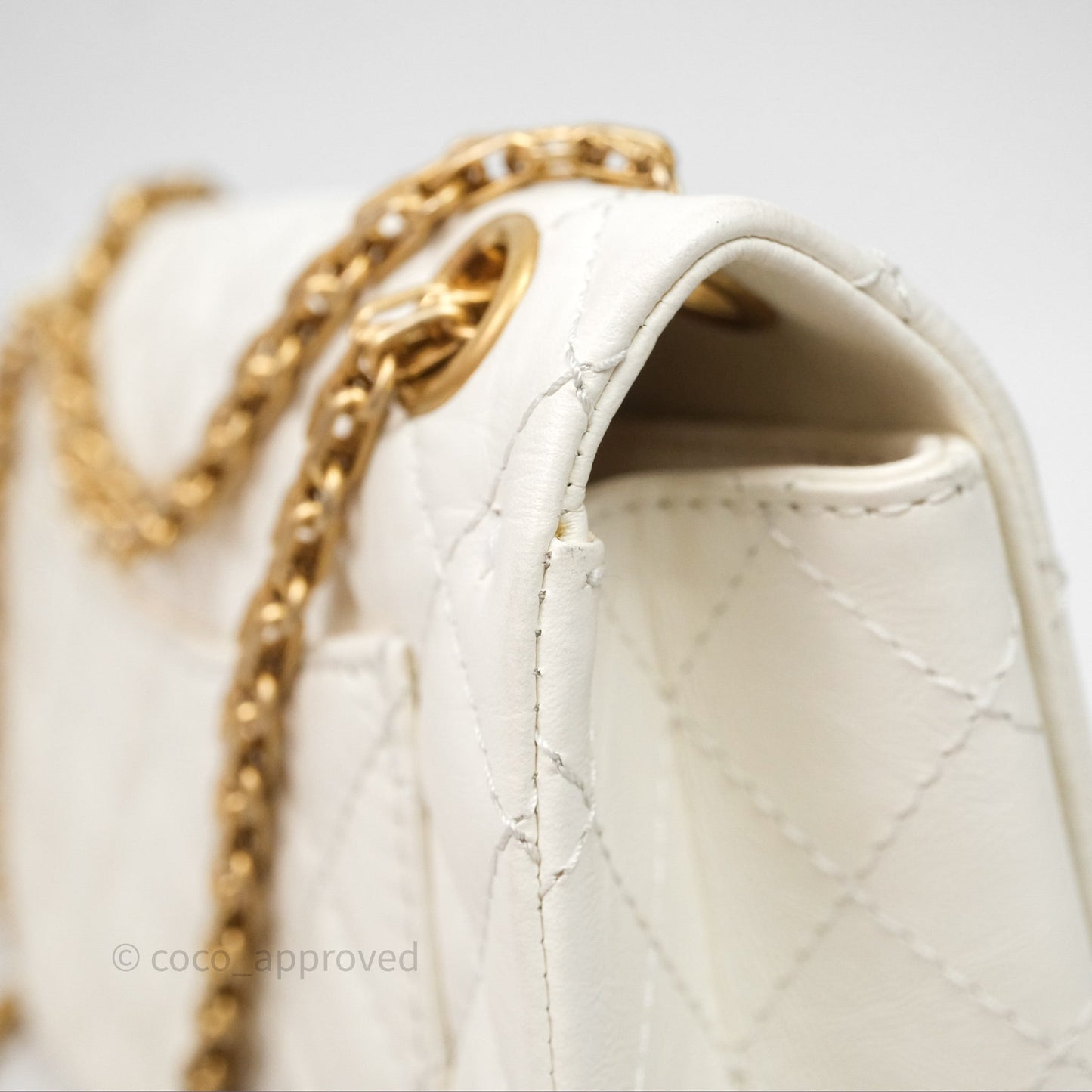 Chanel Mini Reissue 224 Ivory White Aged Calfskin Aged Gold Hardware