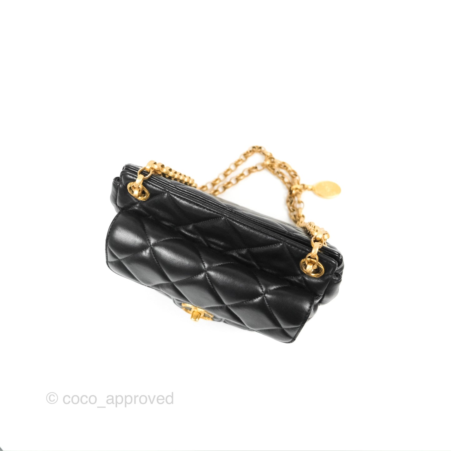 Chanel Mini Front Pocket Tote Black Calfskin Aged Gold Hardware
