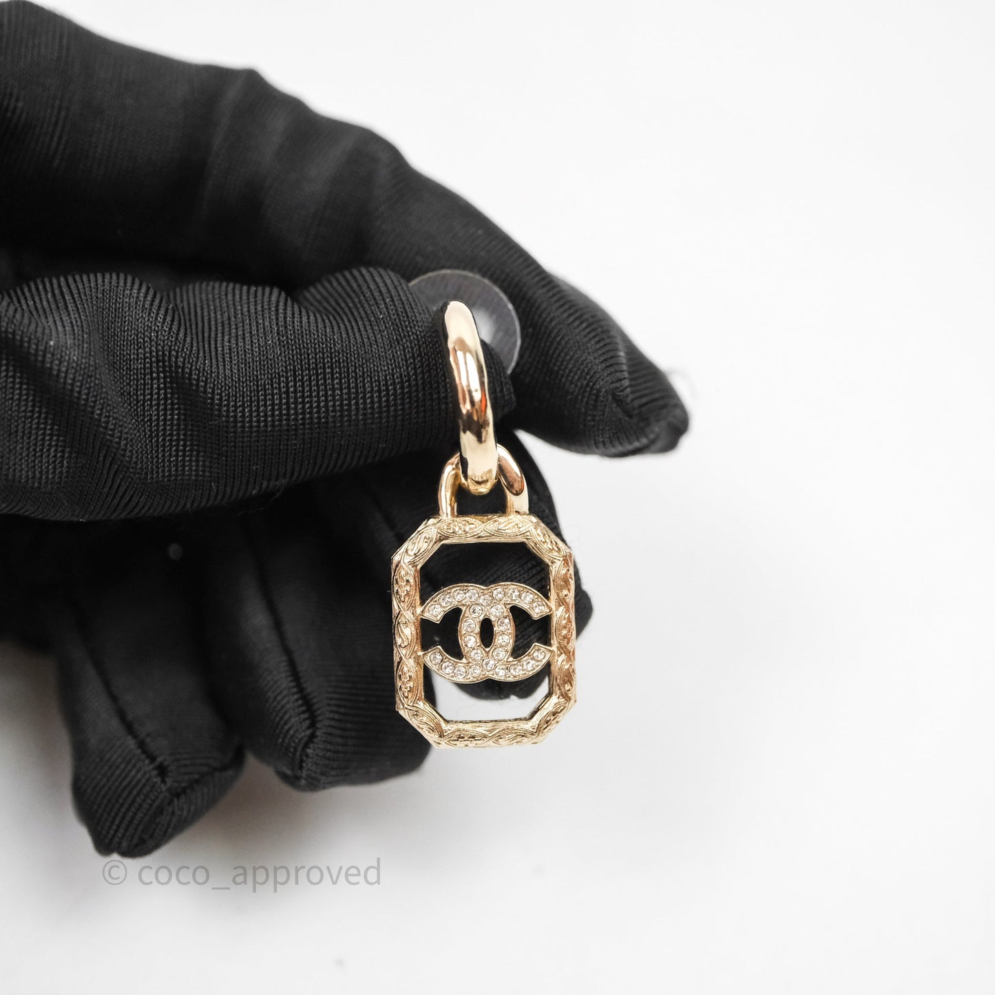 Chanel Crystal CC Drop Earrings Gold Tone 23K